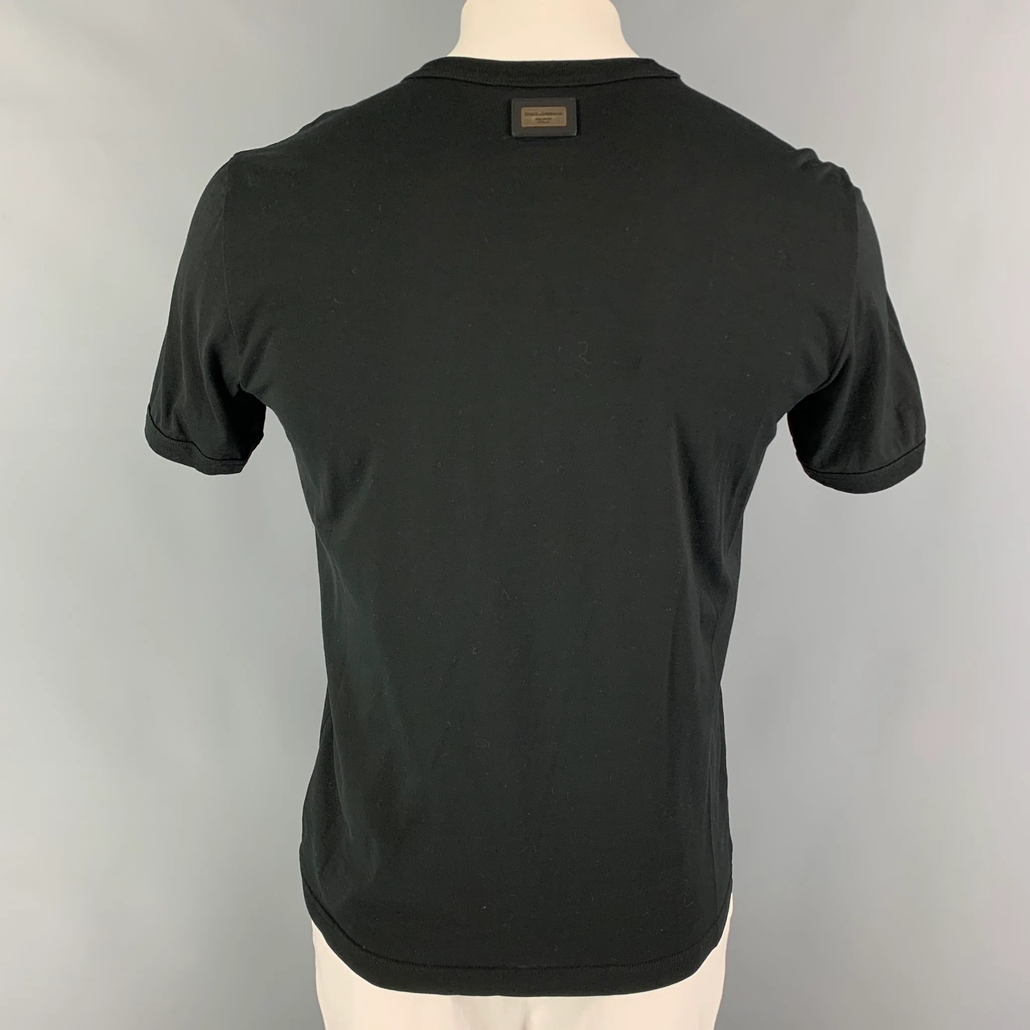 DOLCE & GABBANA Size M Black Cotton Crew-Neck T-shirt - Image 3