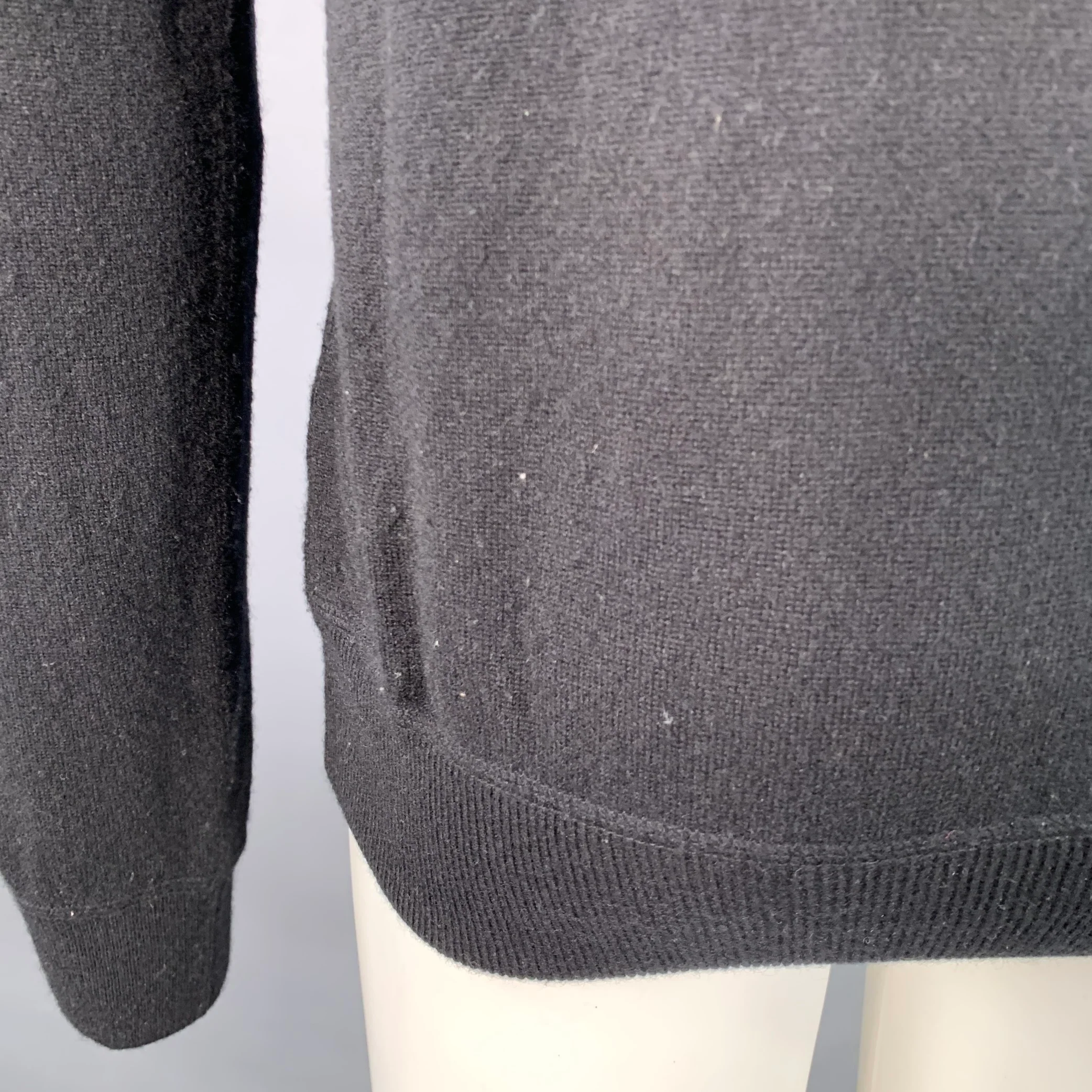 DOLCE & GABBANA Size M Black Knit Cashmere Hooded Sweatshirt - Image 4
