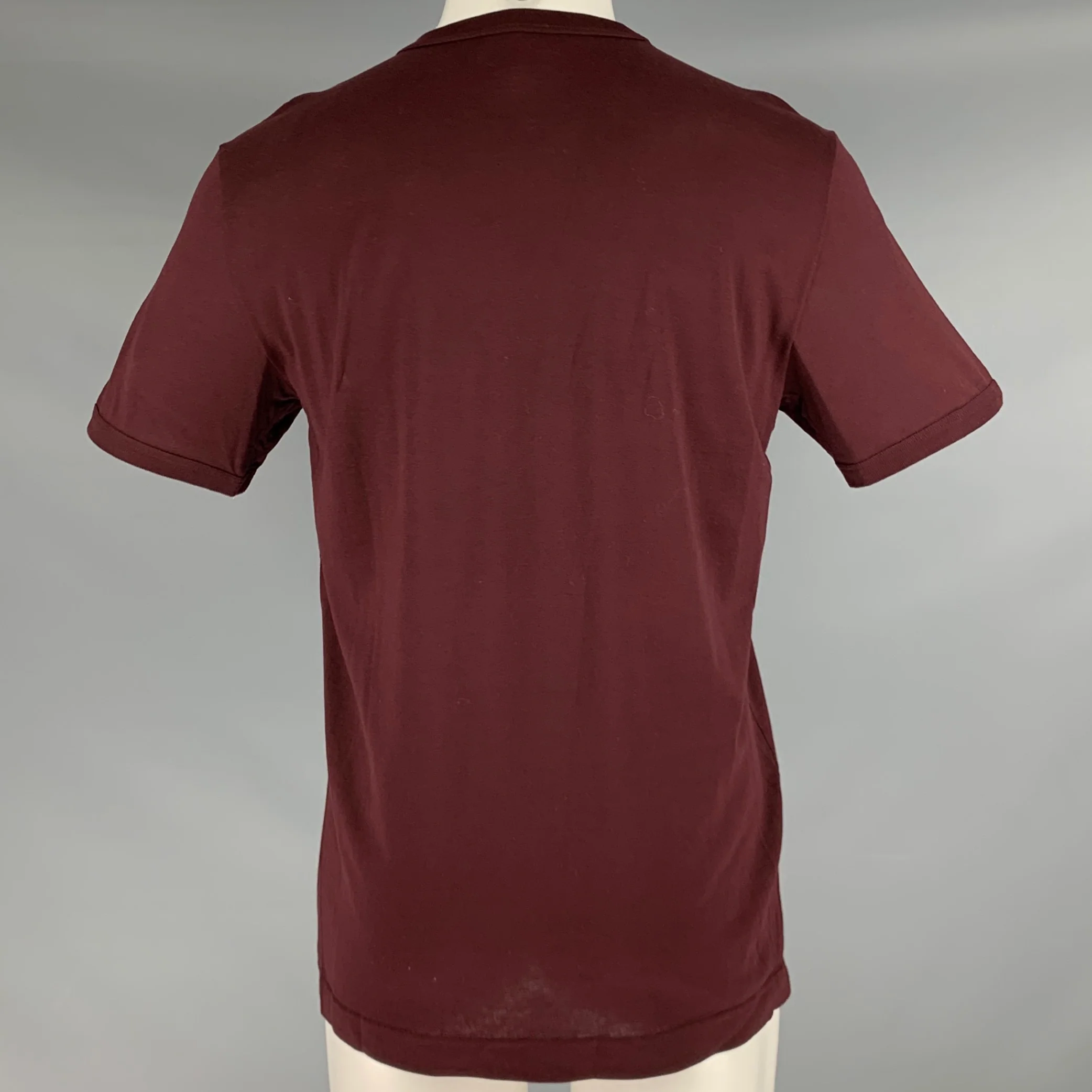 DOLCE & GABBANA Size M Burgundy Cotton Crew Neck T-shirt - Image 4