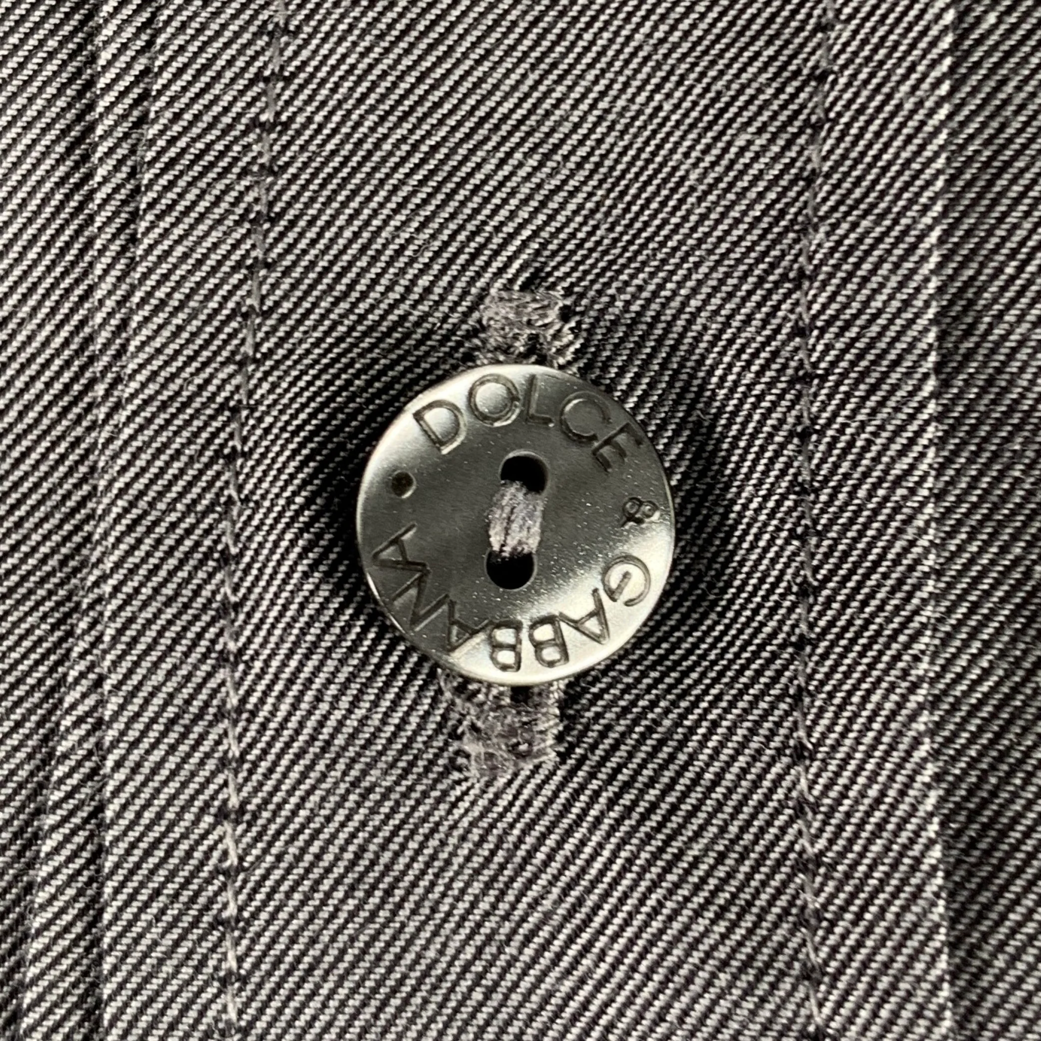 DOLCE & GABBANA Size M Grey Cotton Button Up Long Sleeve Shirt - Image 2