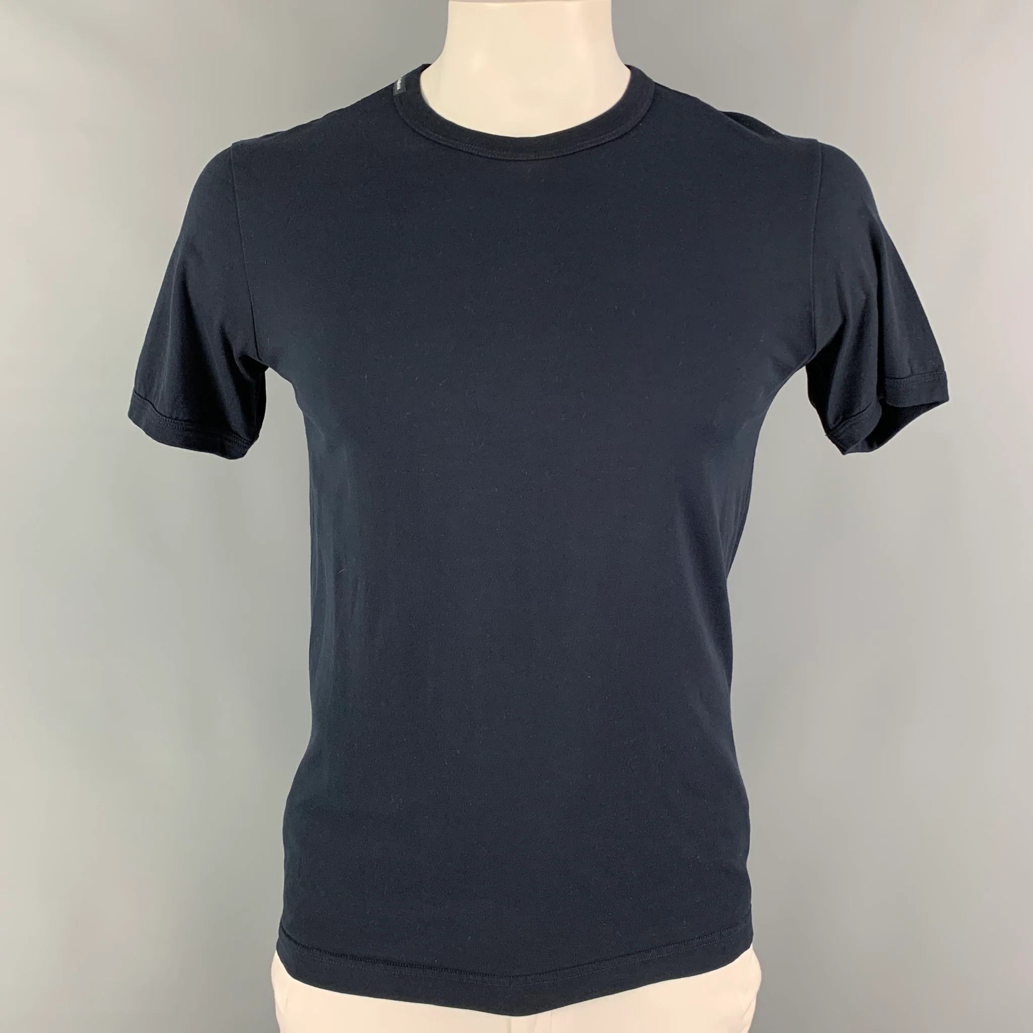 DOLCE & GABBANA Size M Navy Cotton Crew-Neck T-shirt