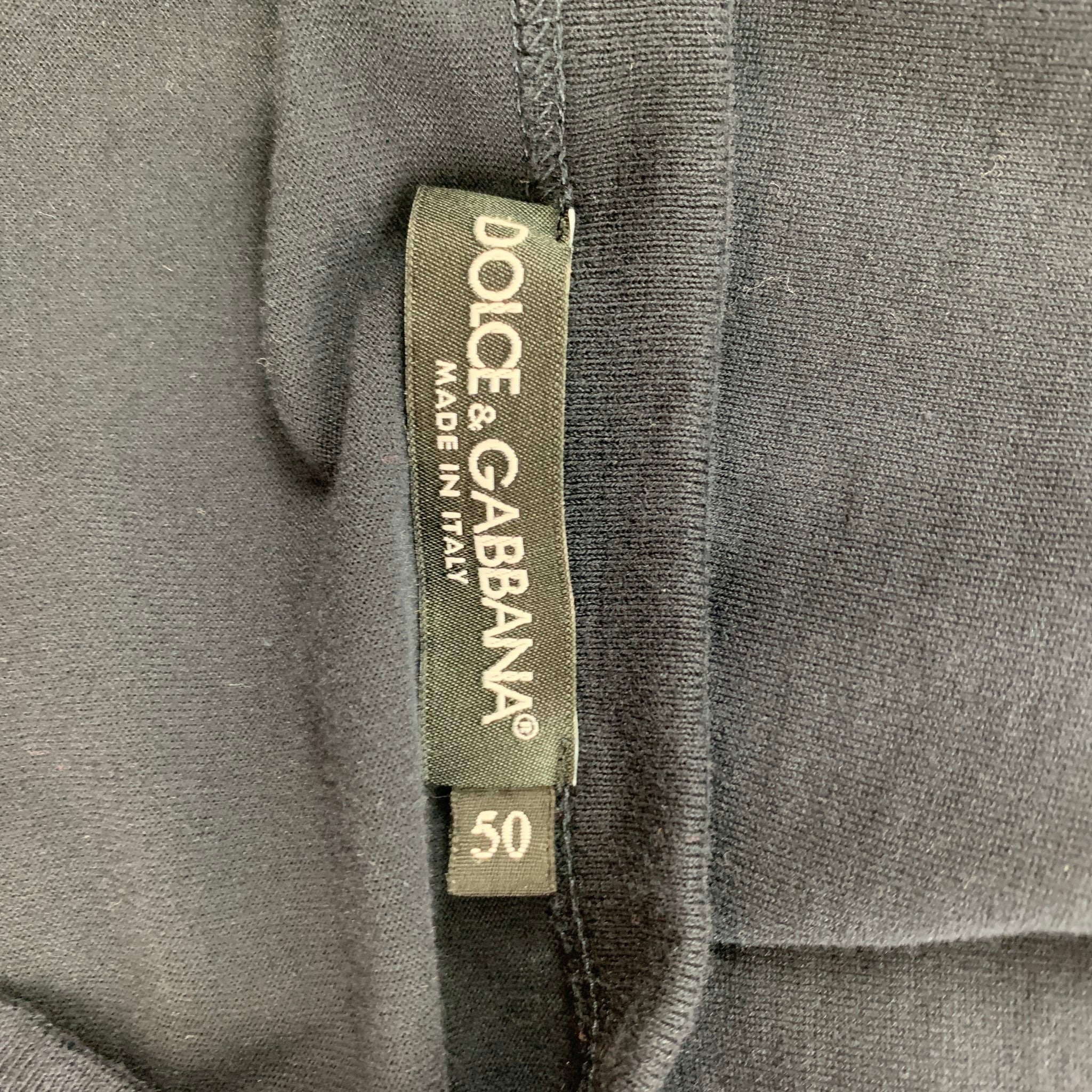 DOLCE & GABBANA Size M Navy Cotton Crew-Neck T-shirt - Image 5