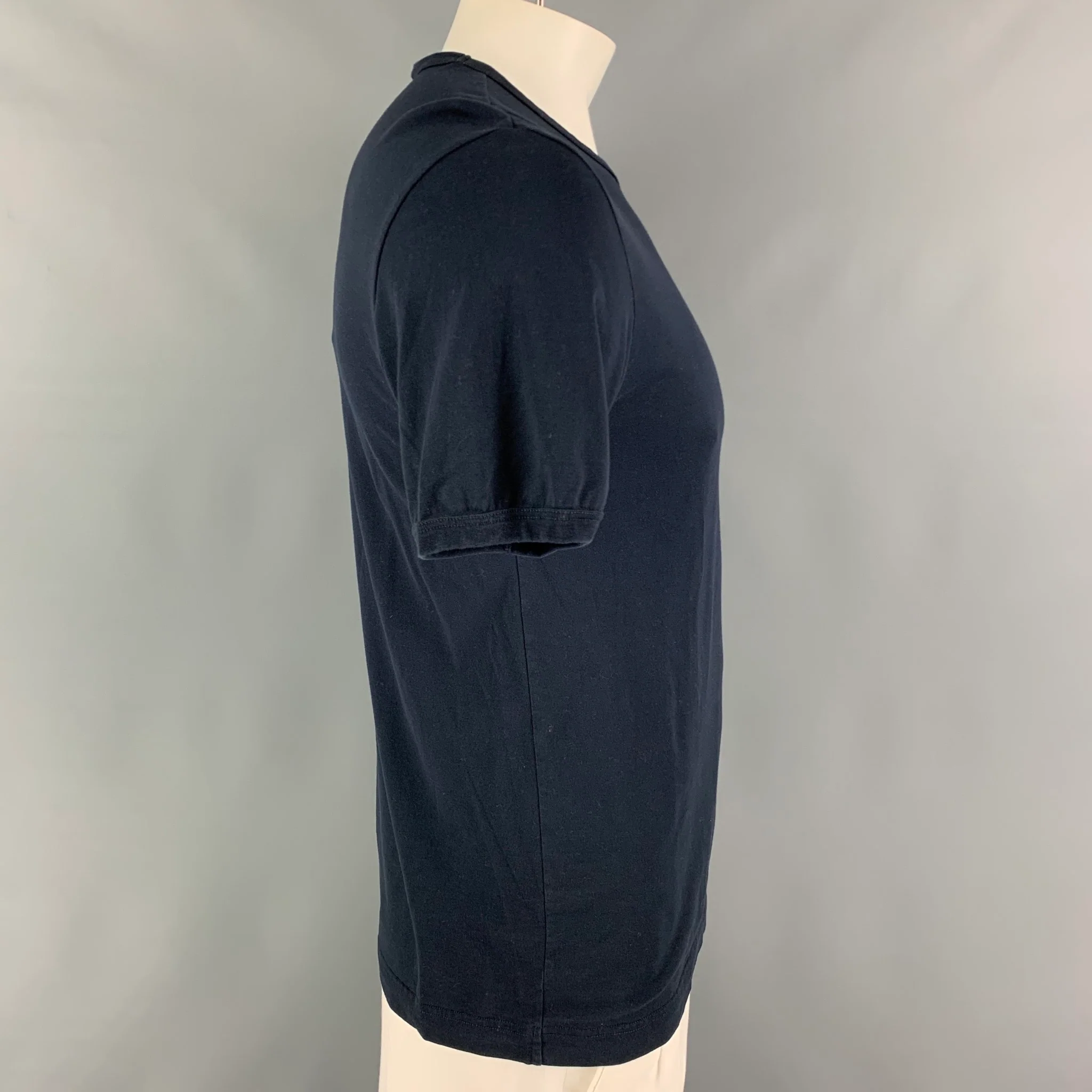 DOLCE & GABBANA Size M Navy Cotton Crew-Neck T-shirt - Image 3