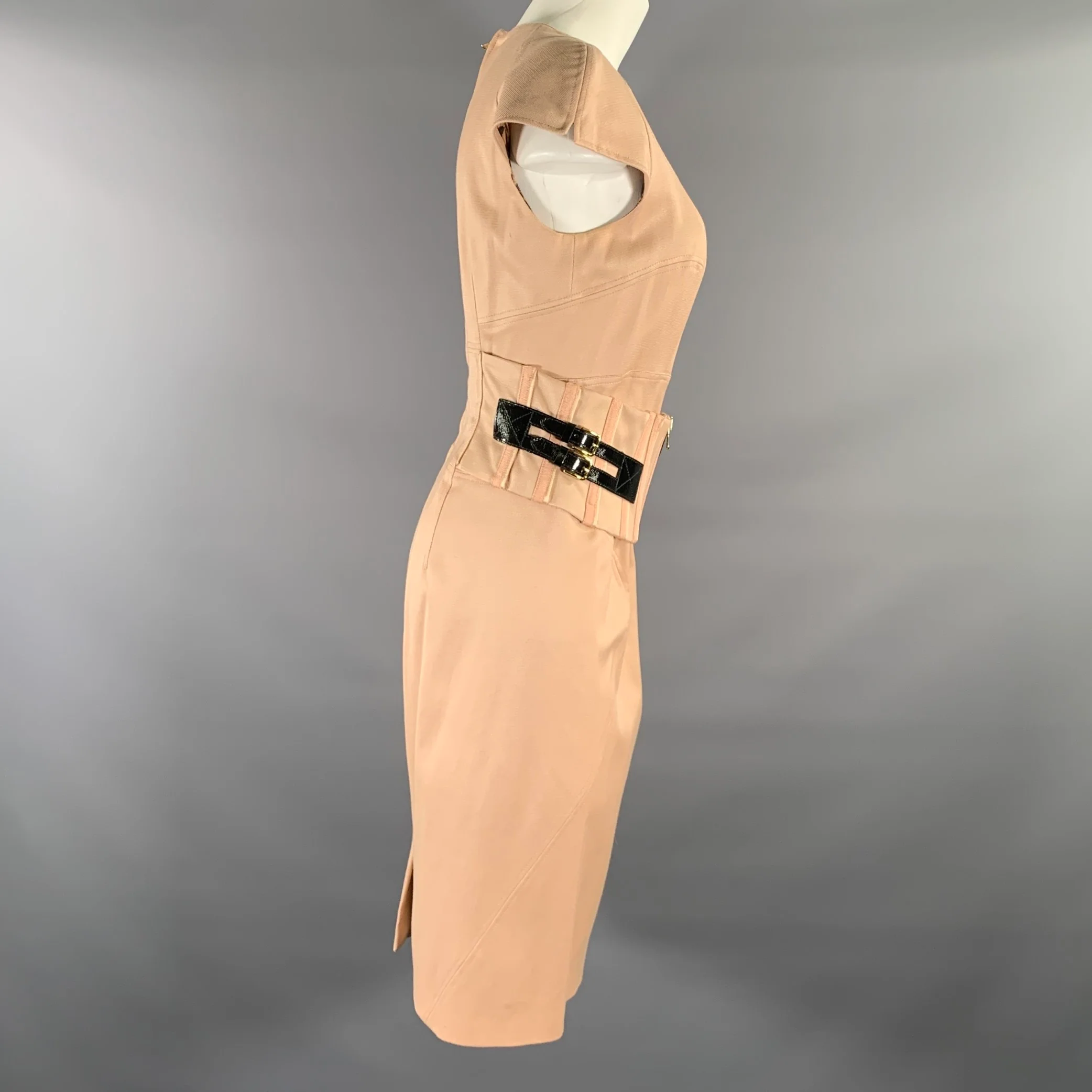 DOLCE & GABBANA Size M Tan Sheath Knee-Length Dress - Image 3