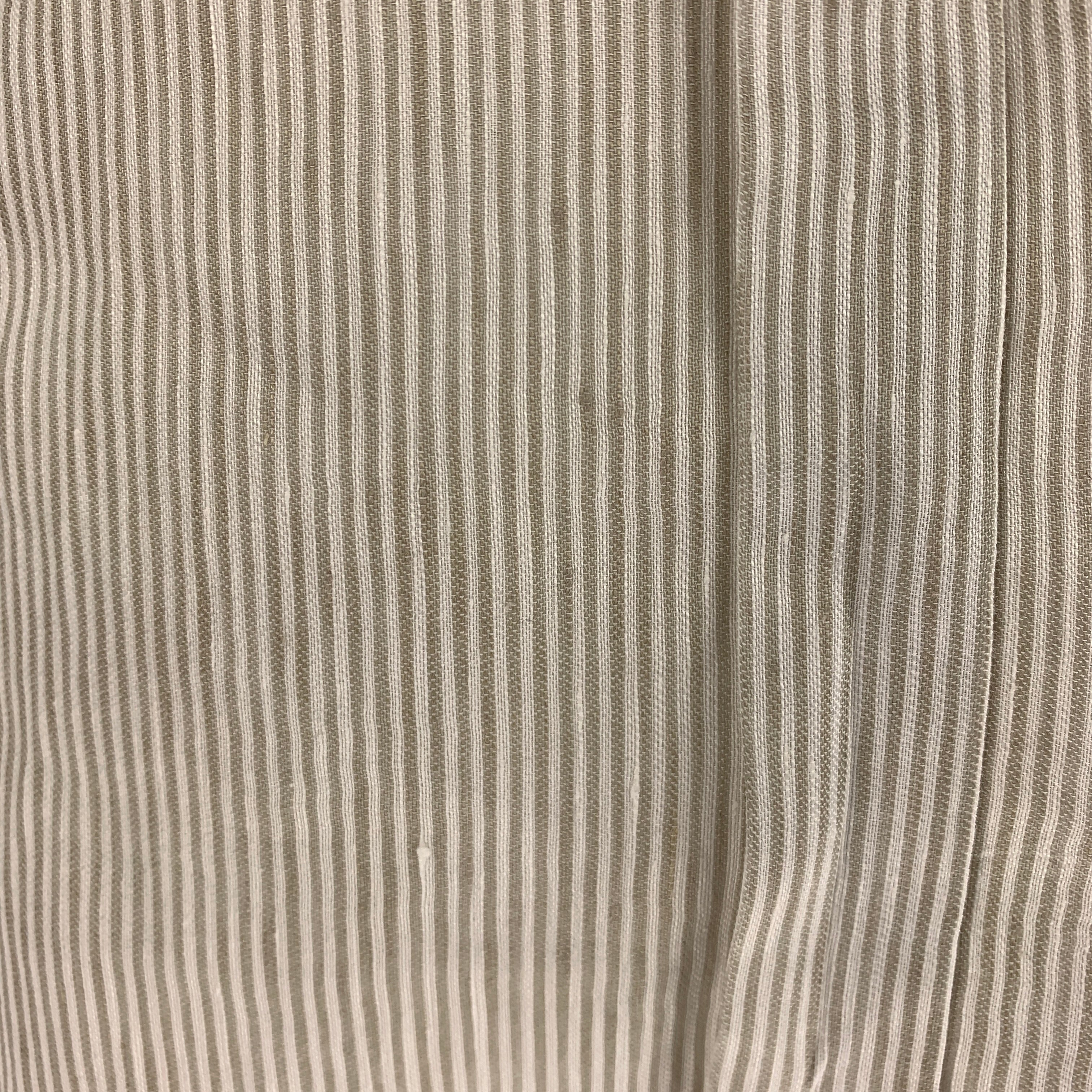 DOLCE & GABBANA Size M White Beige Stripe Linen Cotton Long Sleeve Shirt - Image 5