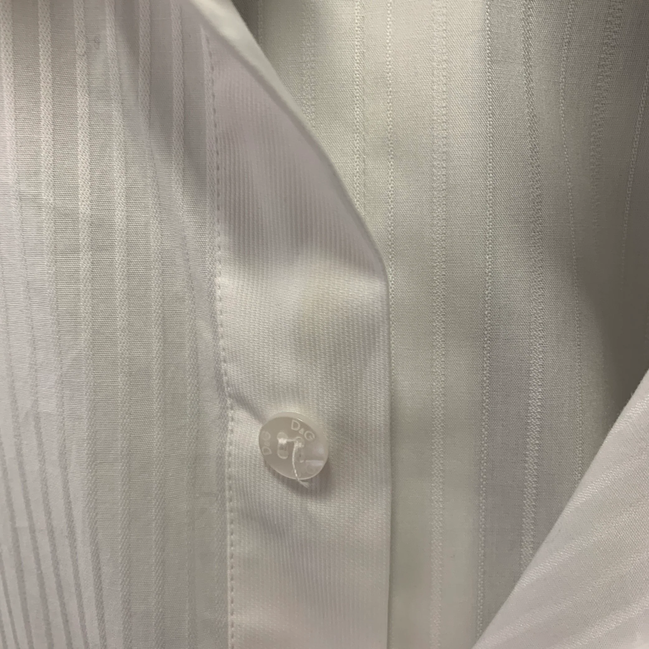 DOLCE & GABBANA Size M White Stripe Cotton Blend Long Sleeve Shirt - Image 9
