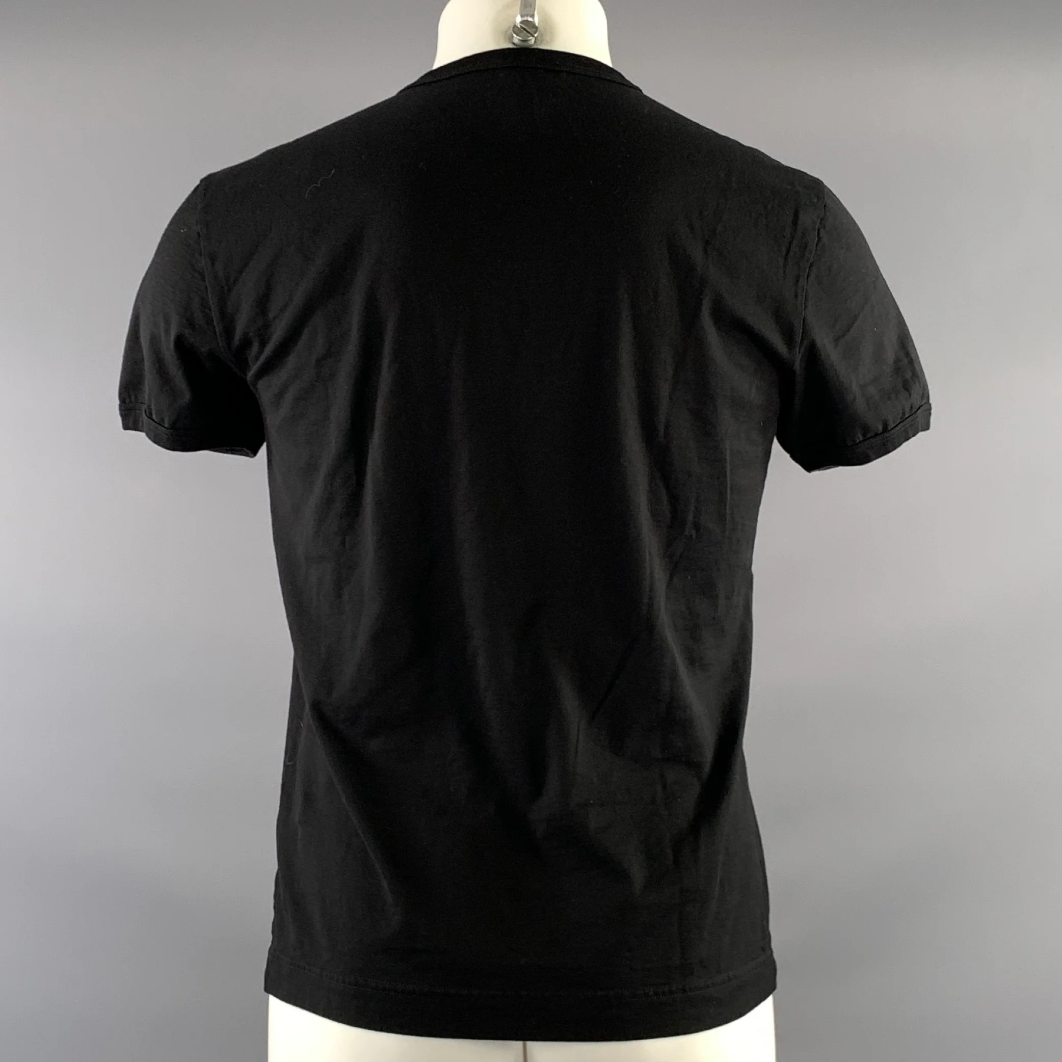 DOLCE & GABBANA Size S Black Gold Embroidery Cotton Short Sleeve T shirt - Image 3