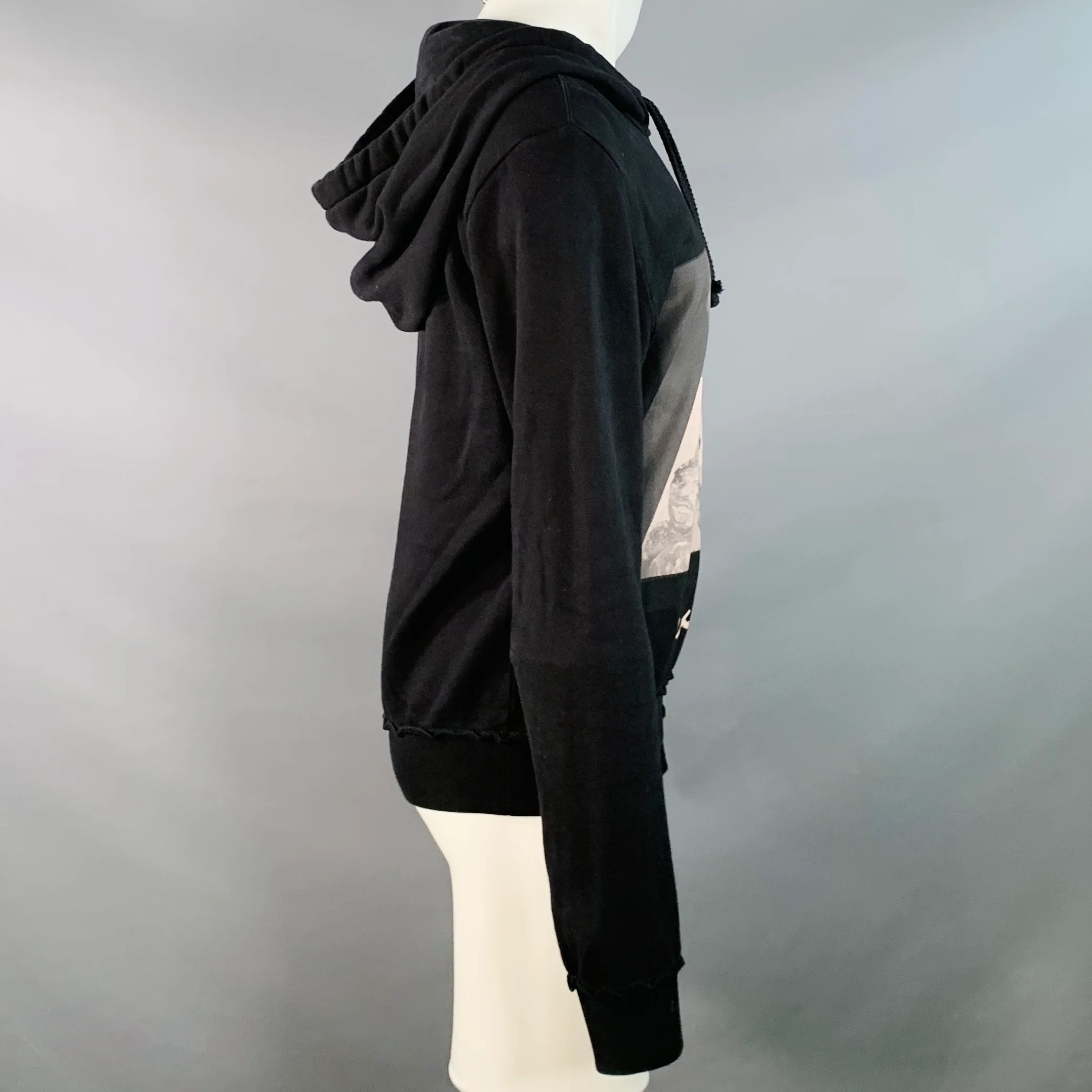 DOLCE & GABBANA Size S Black Muhammad Ali Print Cotton Hooded Sweatshirt - Image 3