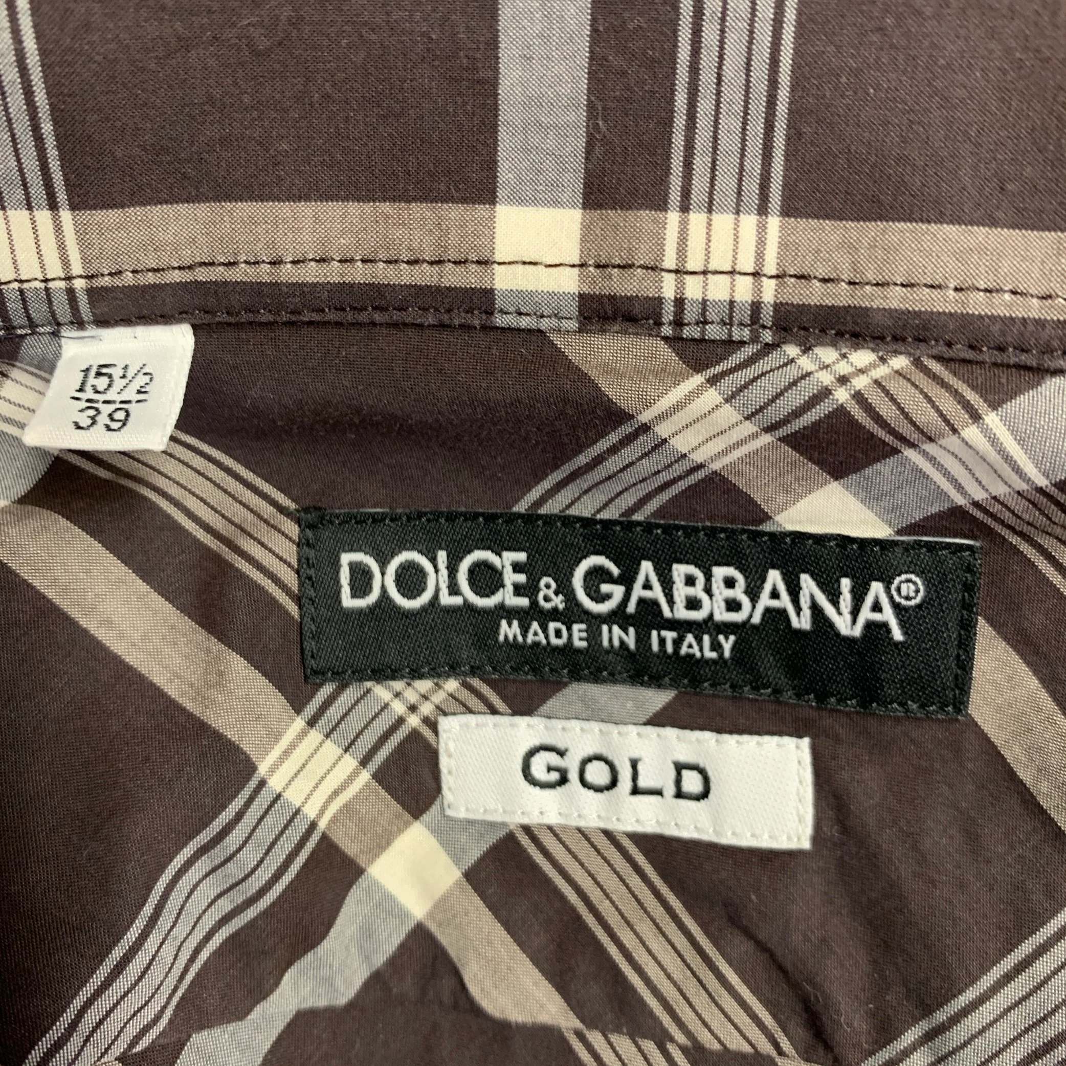 DOLCE & GABBANA Size S Brown Grey Plaid Cotton Two Pockets Long Sleeve Shirt - Image 4