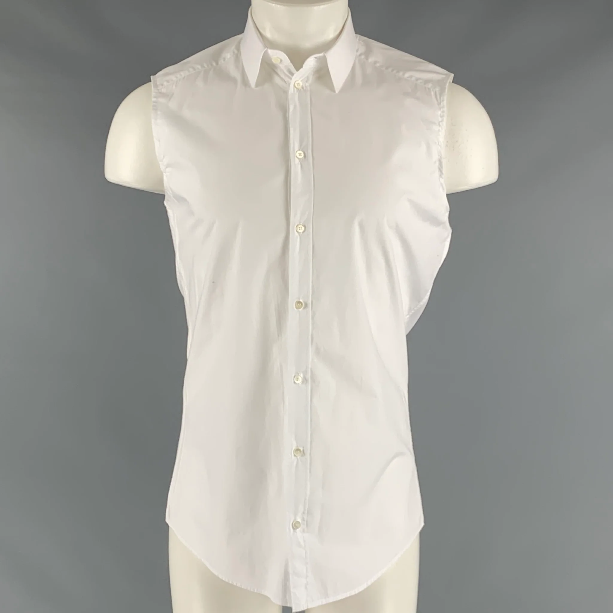 DOLCE & GABBANA Size 38 White Solid Cotton Sleeveless  Shirt