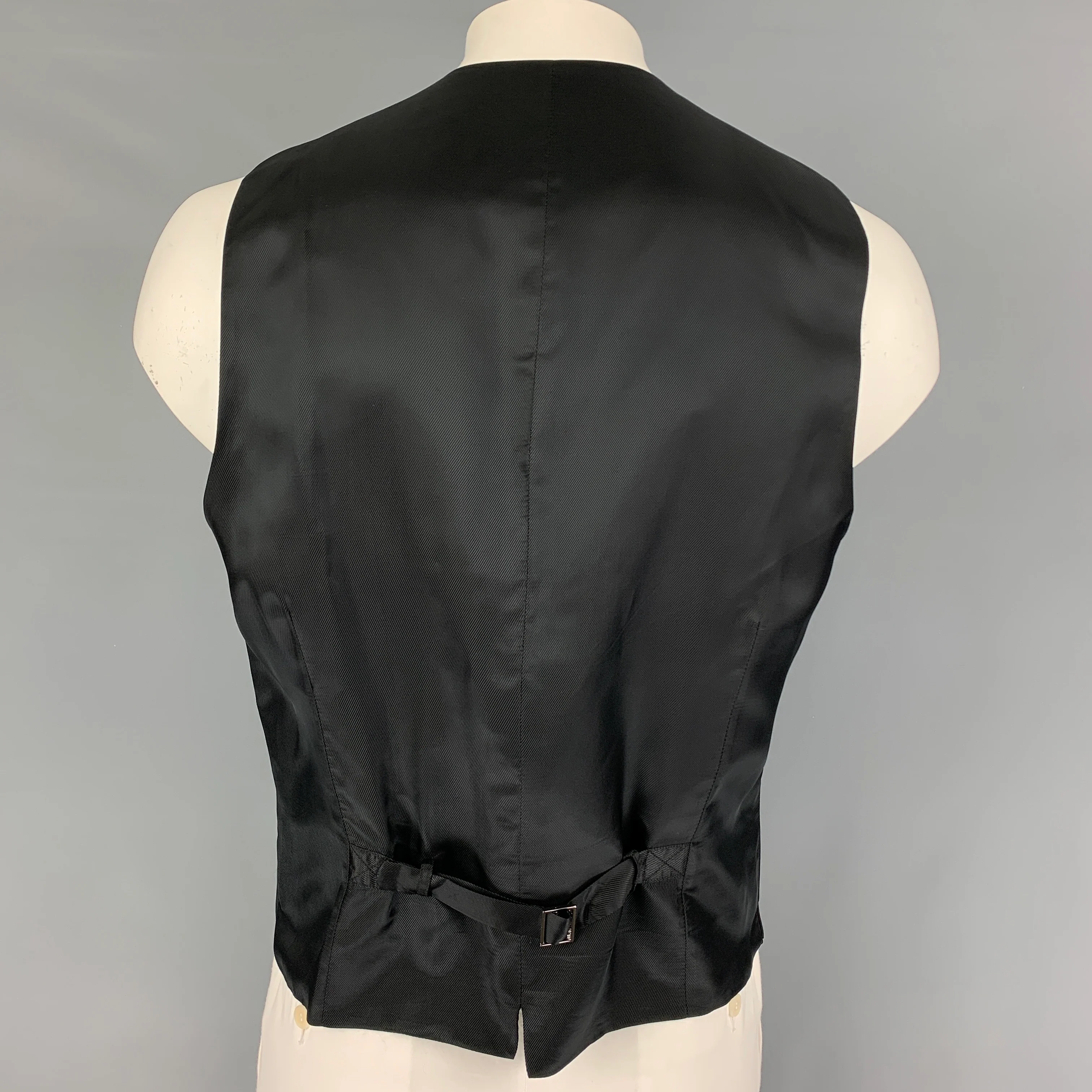 DOLCE & GABBANA Size XL Black Viscose Blend Buttoned Vest - Image 3
