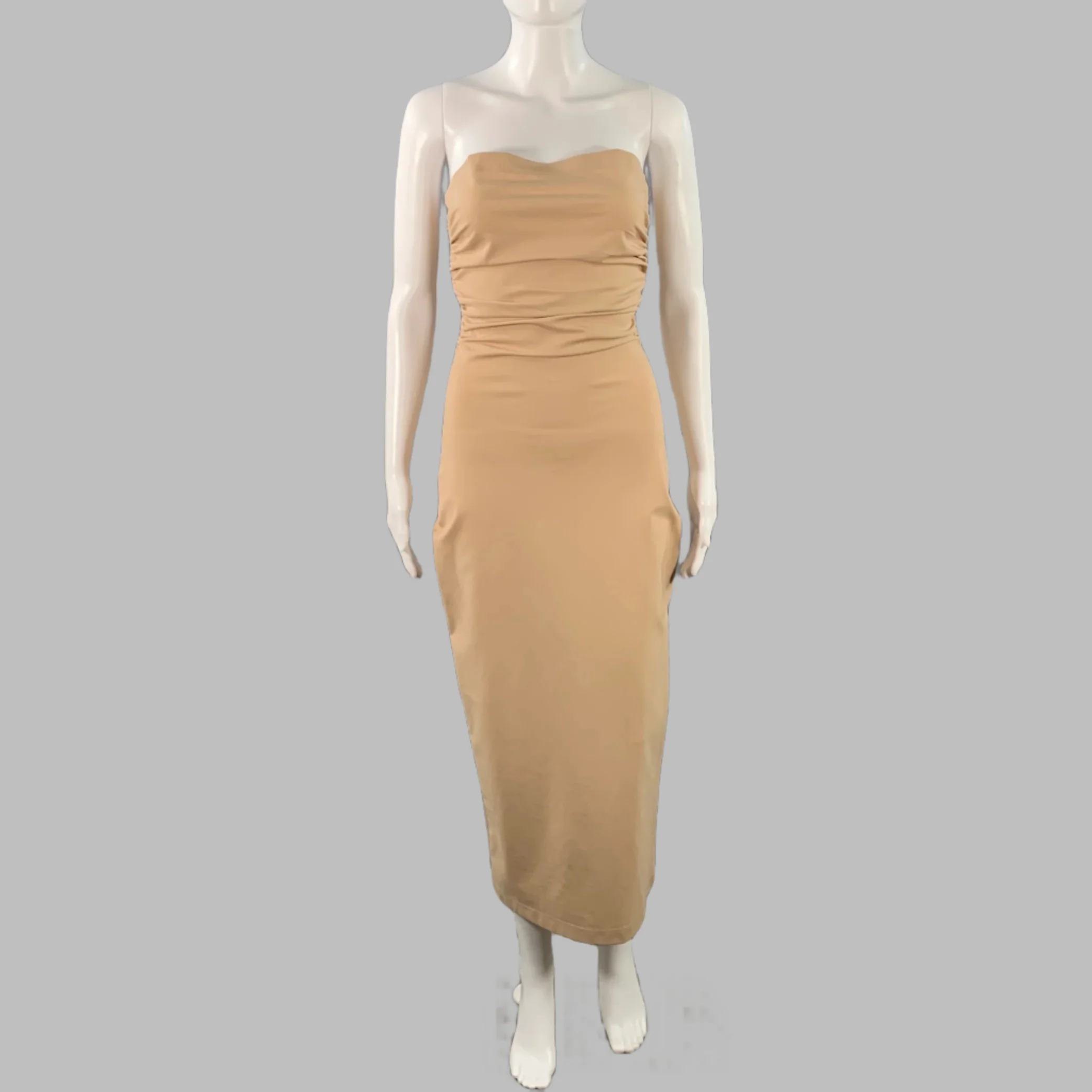 DOLCE & GABBANA SS23 1990 Re-issue Size 6 Beige Viscose Blend Strapless Crop Top Dress Set - Image 6