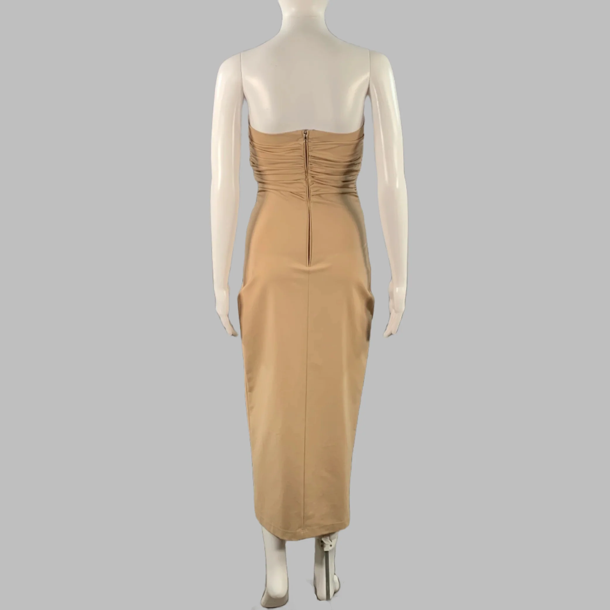 DOLCE & GABBANA SS23 1990 Re-issue Size 6 Beige Viscose Blend Strapless Crop Top Dress Set - Image 7