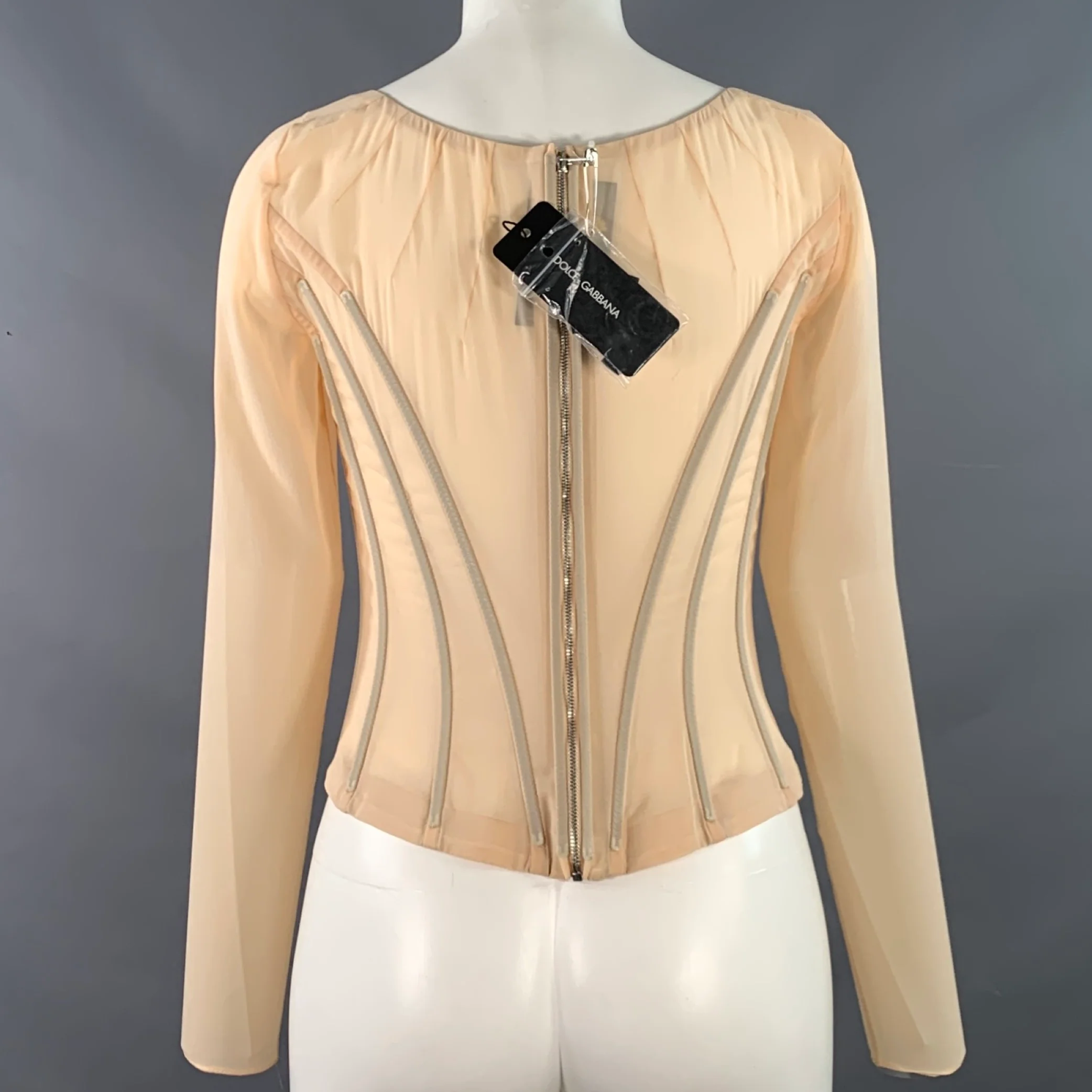 DOLCE & GABBANA SS23 1997-98 Re-issue Size 6 Beige Silk Blend Corset Dress Top - Image 5