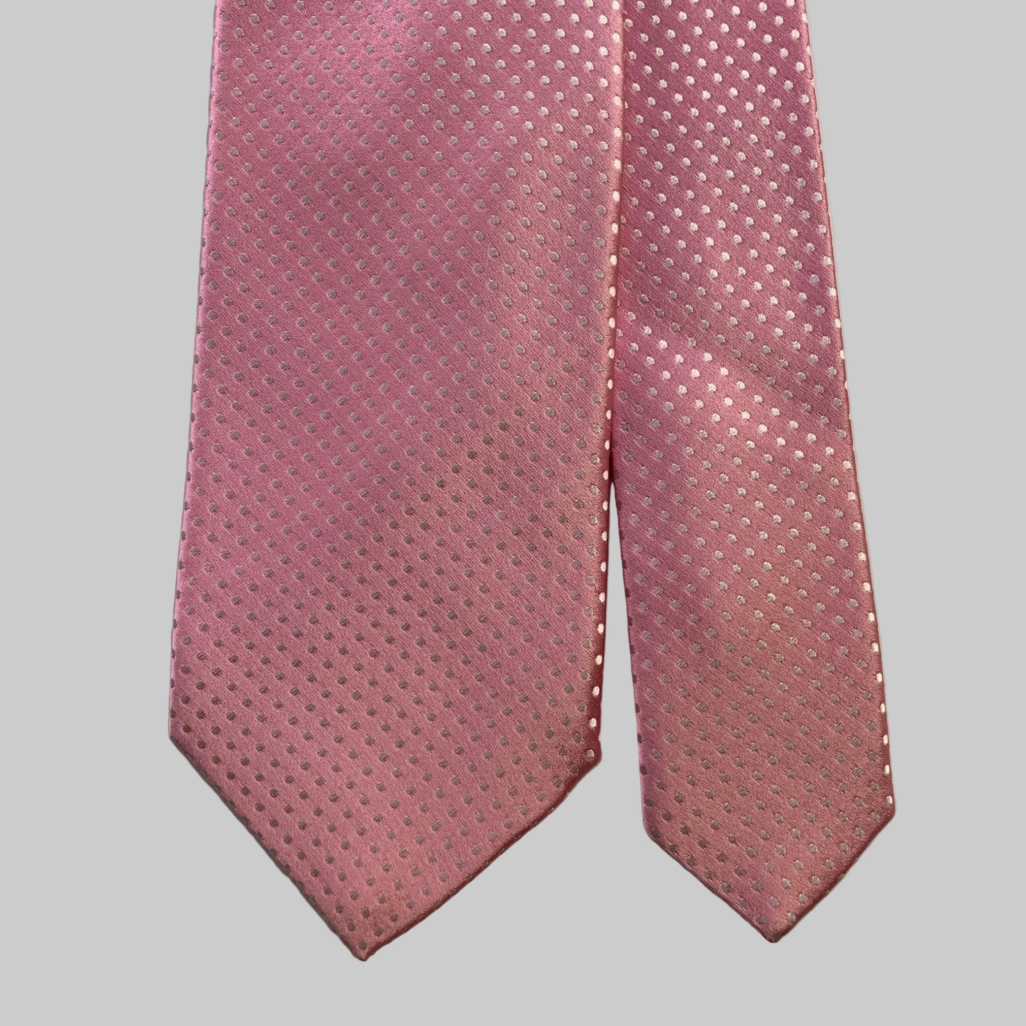 DOLCEPUNTA Pink White Polka Dot Silk Tie