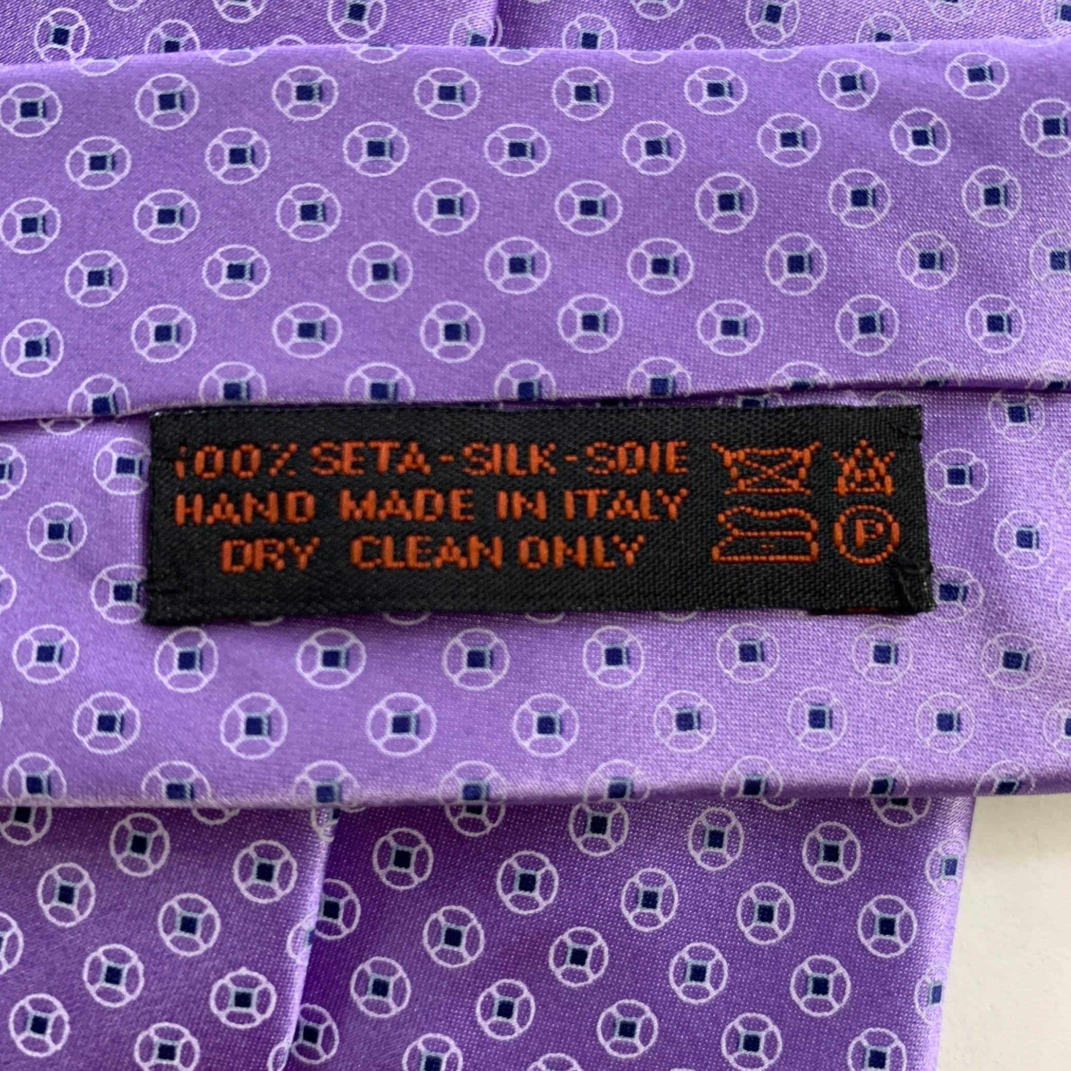 DOLCEPUNTA Purple Blue Polka Dot Silk Tie - Image 4