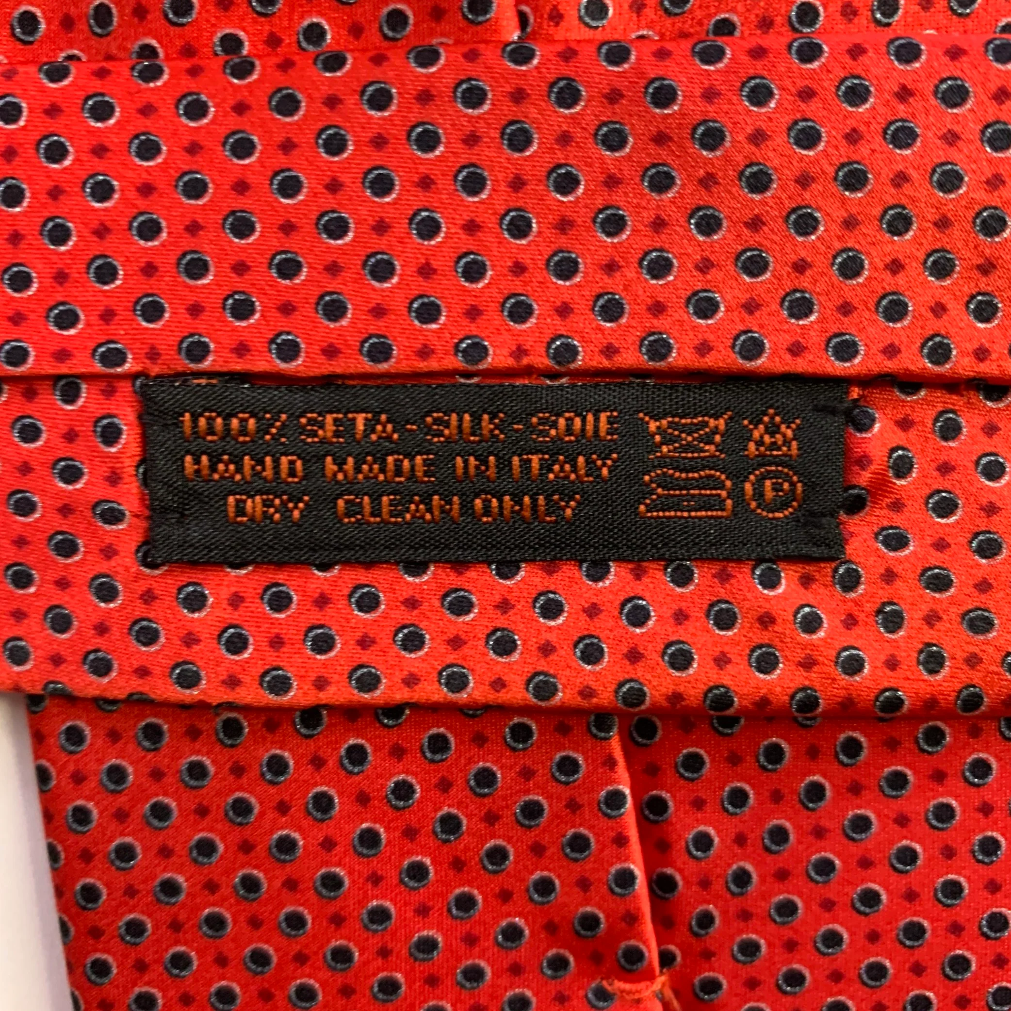 DOLCEPUNTA Red Black Polka Dot Silk Tie - Image 4