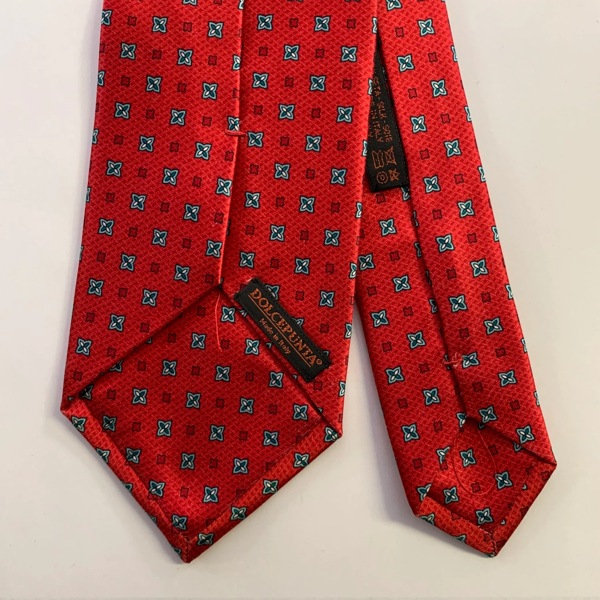DOLCEPUNTA Red Blue Silk Foulard Tie - Image 2