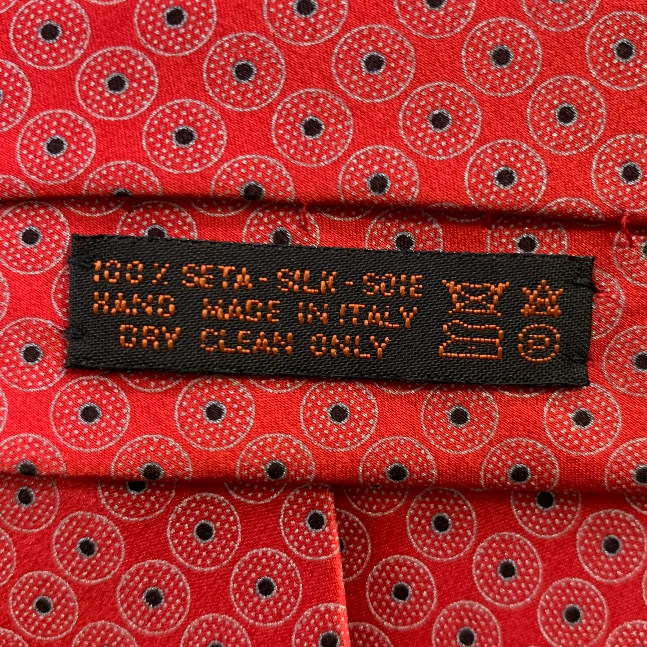 DOLCEPUNTA Red Grey Polka Dot Silk Tie - Image 4