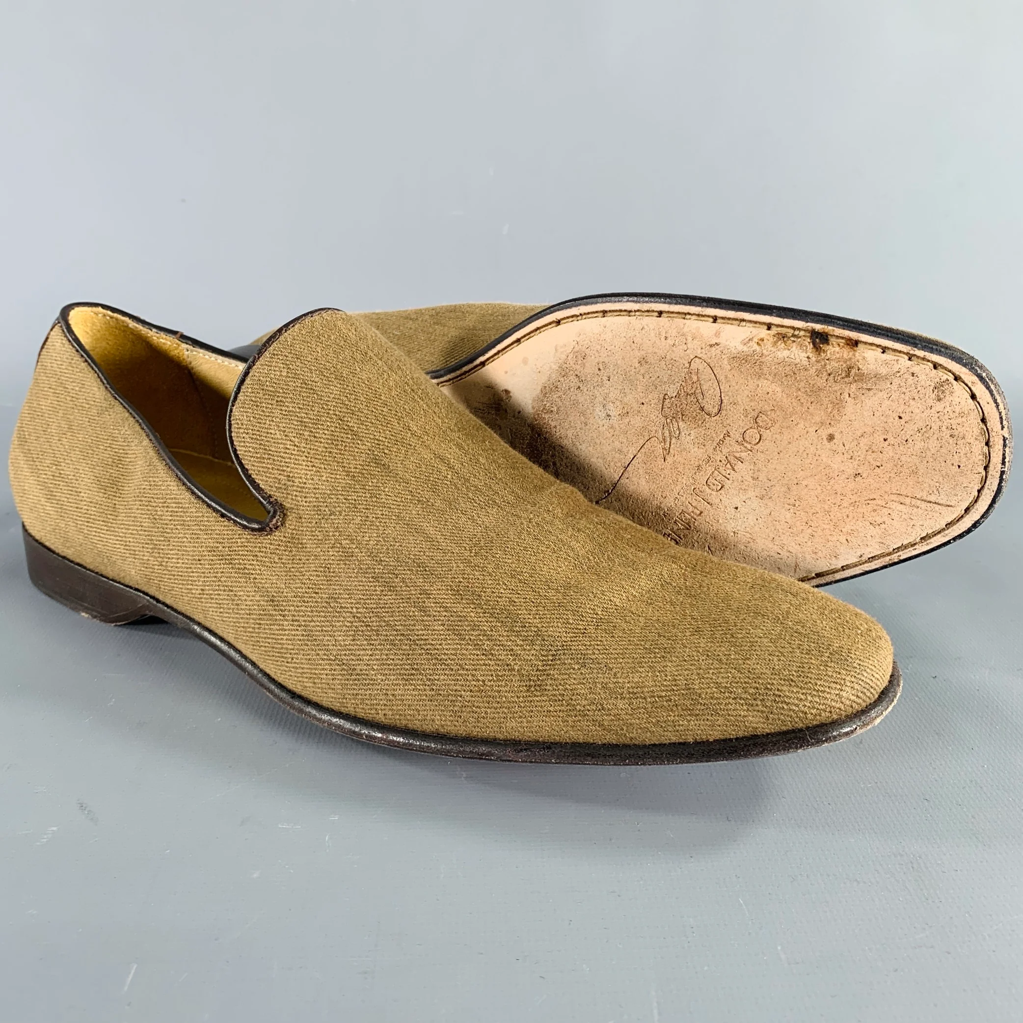 DONALD J PLINER Size 8 Beige Brown Contrast Trim Fabric Slip On Loafers - Image 5