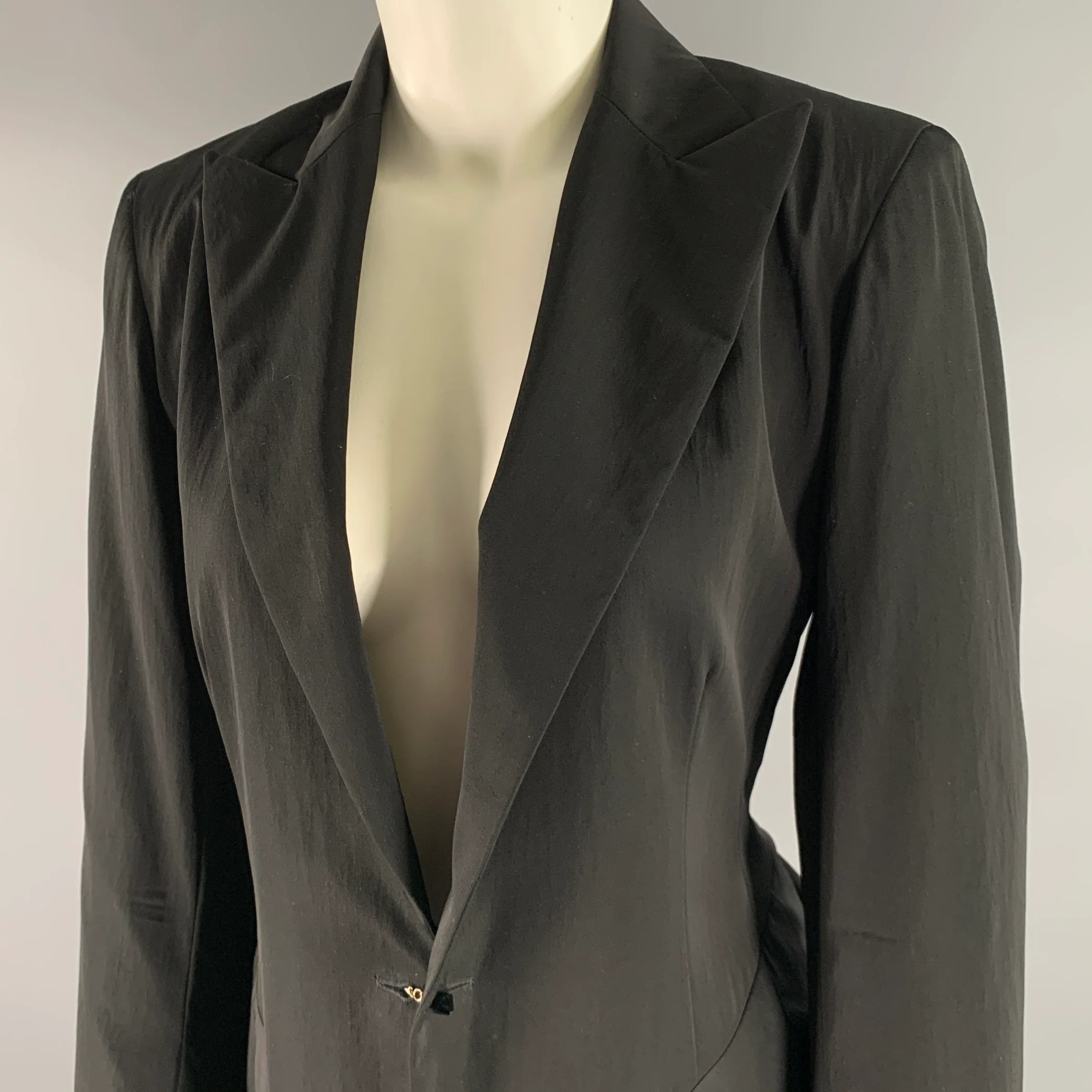 DONNA KARAN Size 6 Black Pink Wool Blend Coat - Image 2