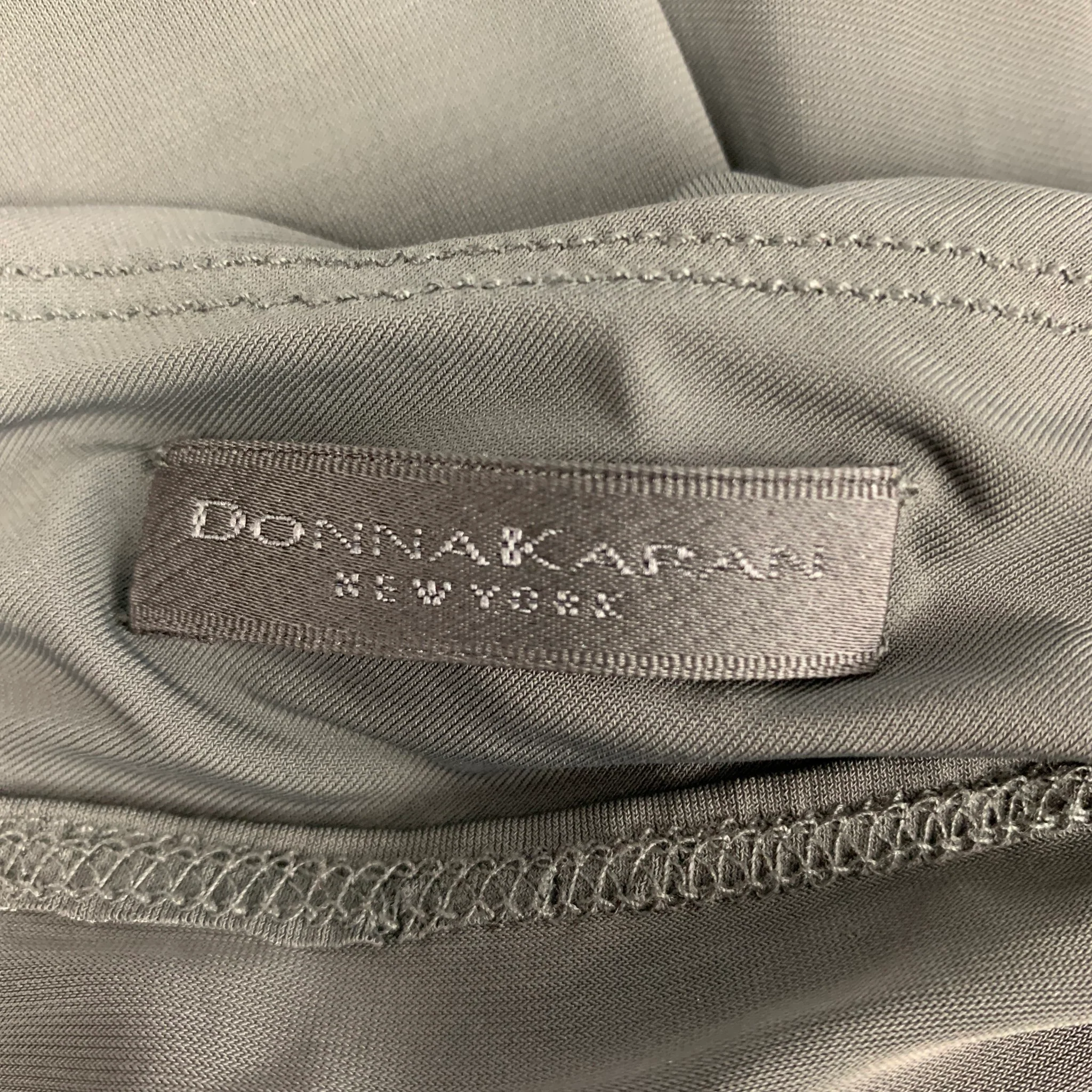 DONNA KARAN Size M Slate Viscose Ruched Sleeveless Long Dress - Image 6