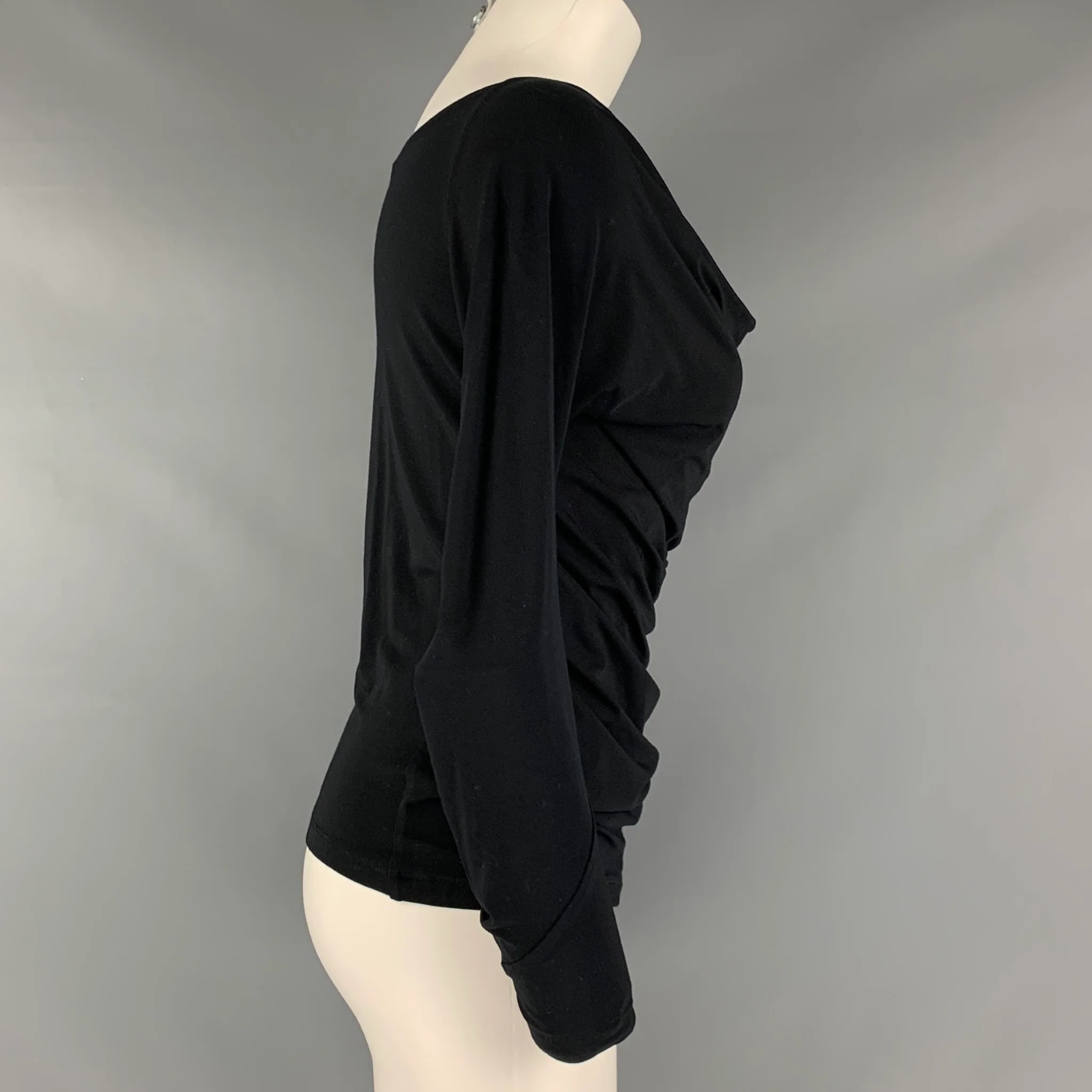 DONNA KARAN Size S Black Viscose Elastane Long Sleeve Pullover - Image 2