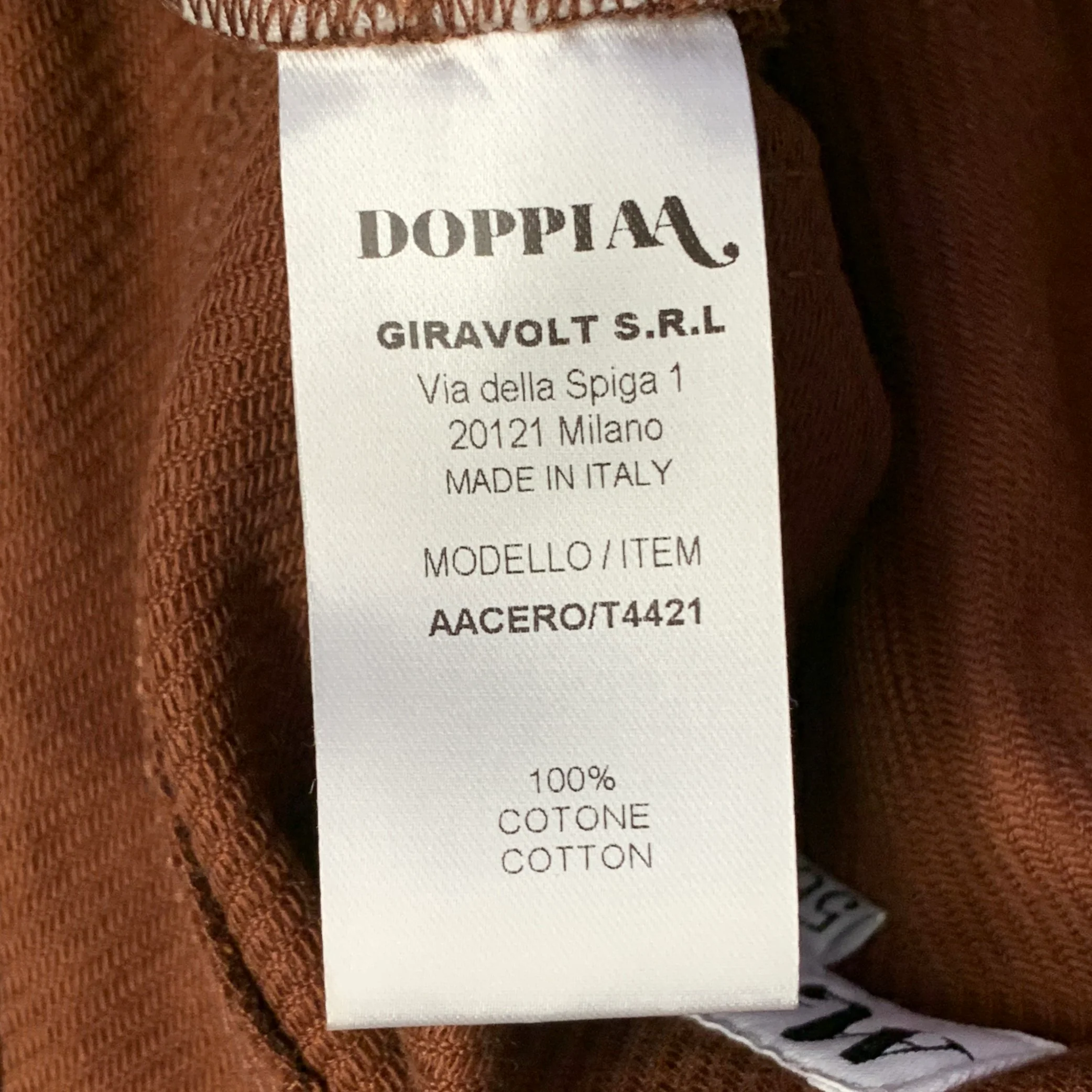 DOPPIAA Size XL Aacero Brown Twill Cotton Five Pockets Button Fly Casual Pants - Image 6