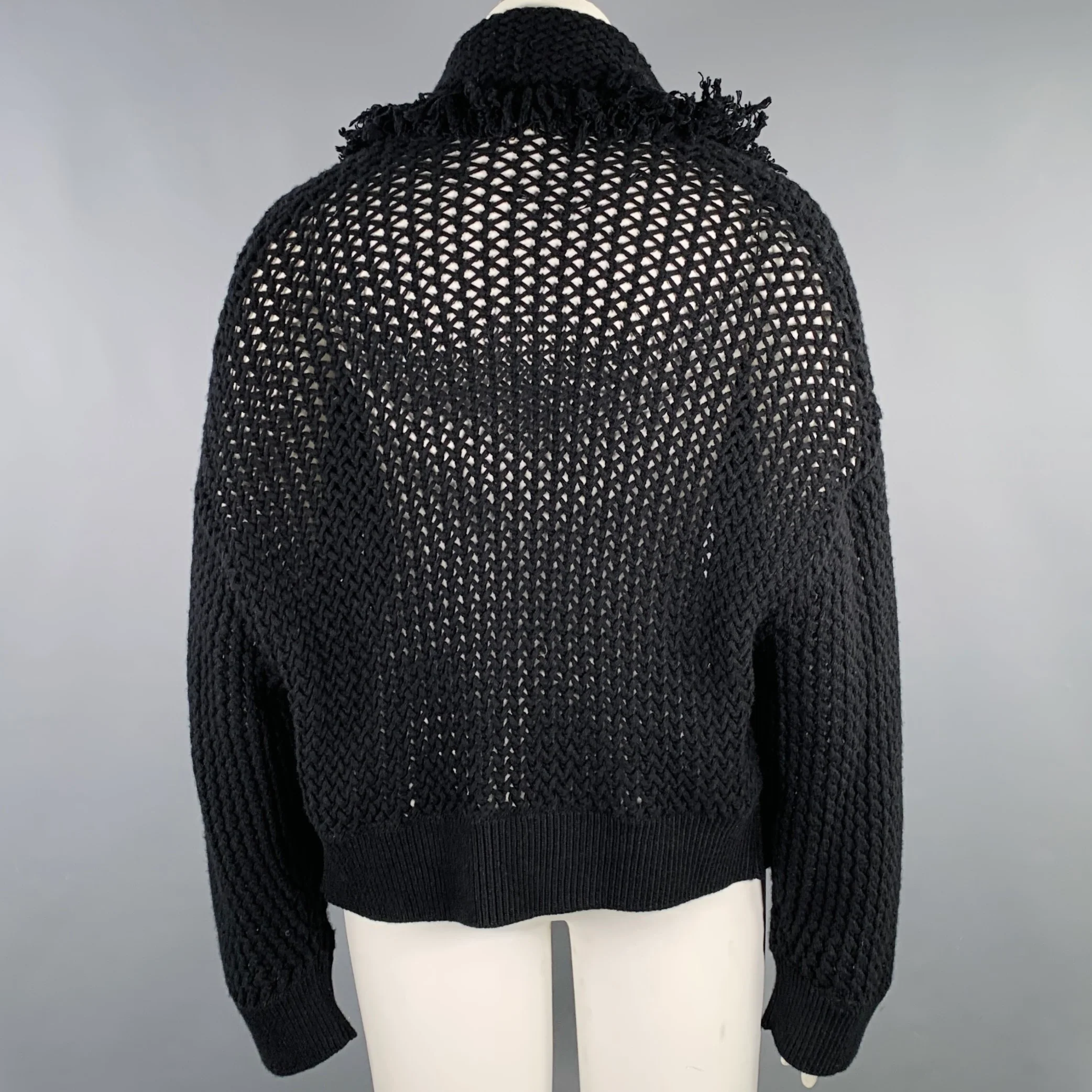 DOROTHEE SCHUMACHER Size L Black Wool Cashmere Blend Knit Cardigan - Image 4