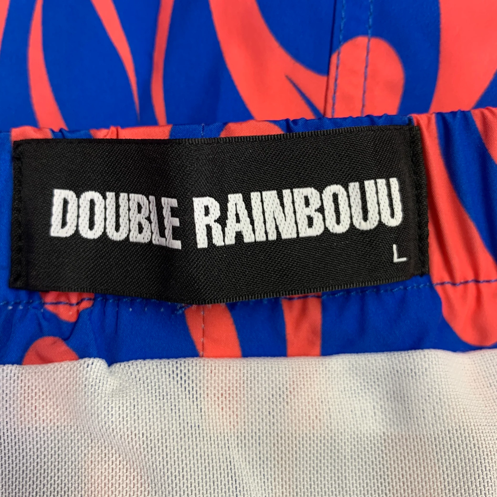 DOUBLE RAINBOUU Size L Orange Blue Flames Polyester Drawstring Swim Trunks - Image 4