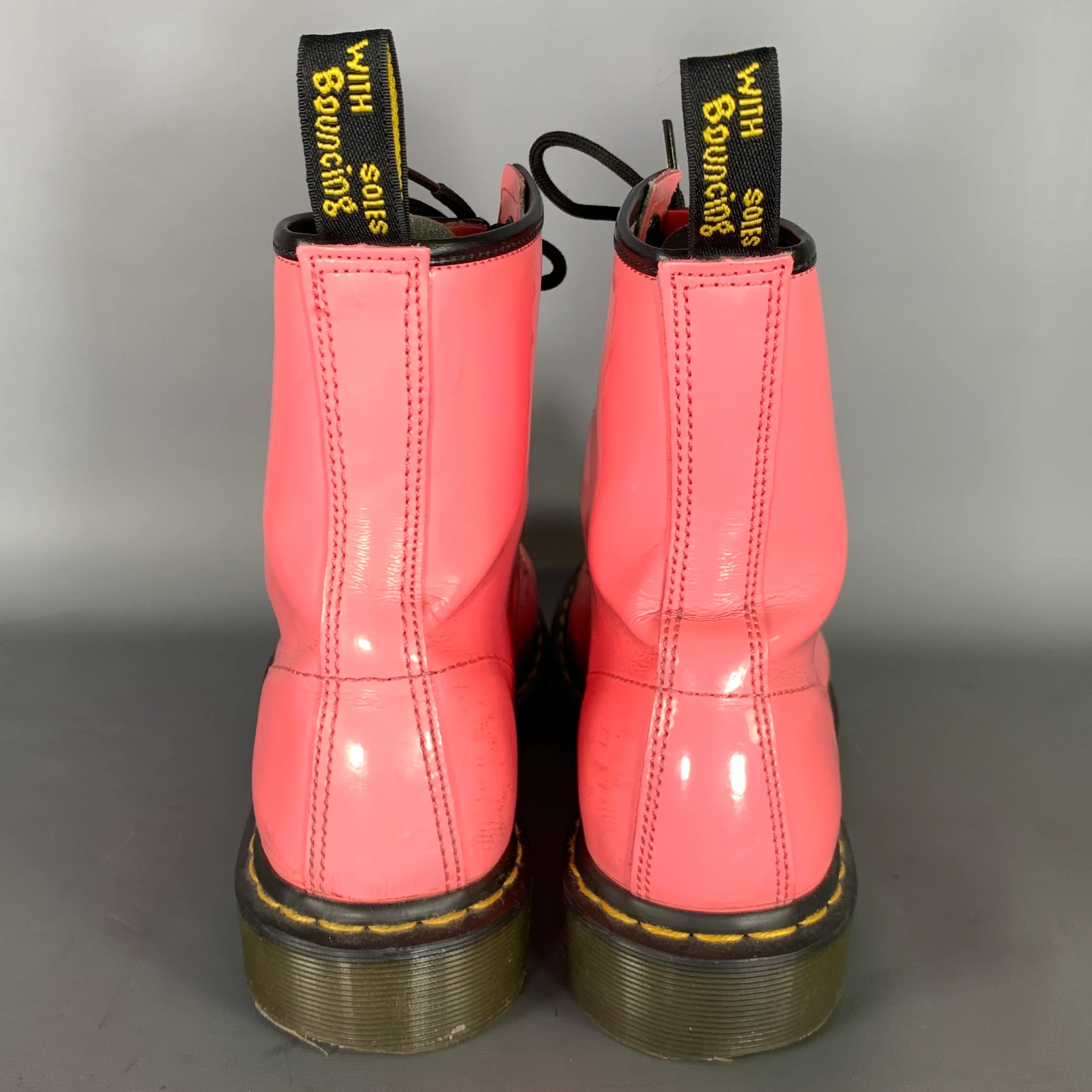 DR. MARTENS Size 9 Pink Leather Lace Up Boots - Image 3