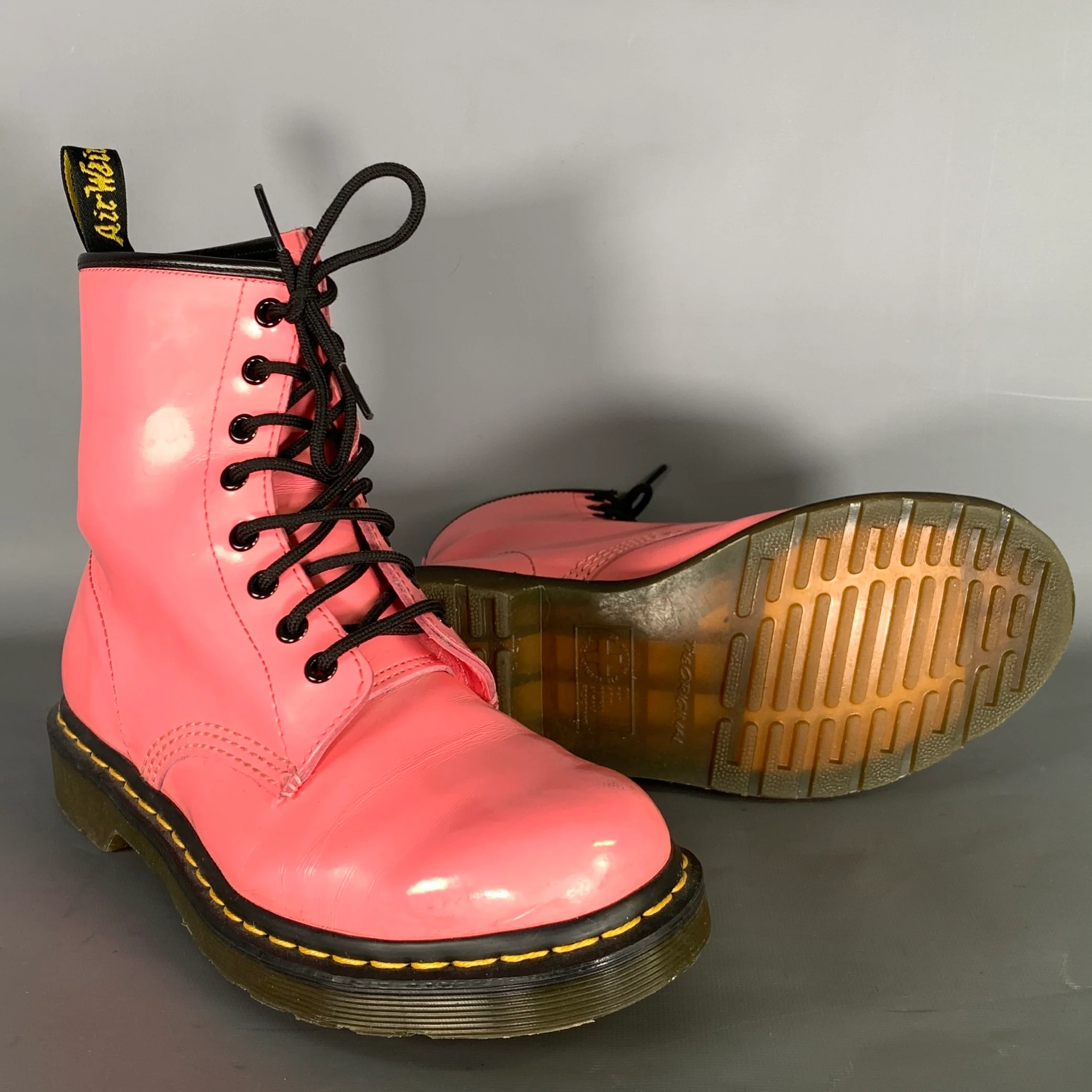 DR. MARTENS Size 9 Pink Leather Lace Up Boots - Image 5