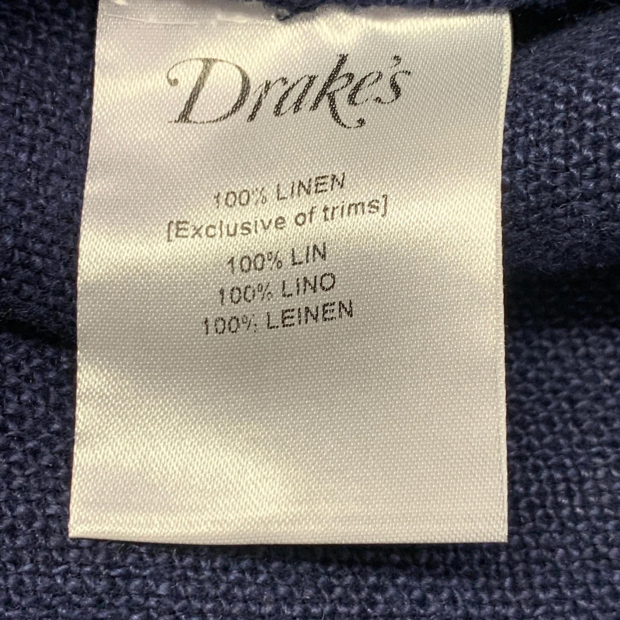 DRAKES LONDON Size L Navy Linen Chore Jacket - Image 5