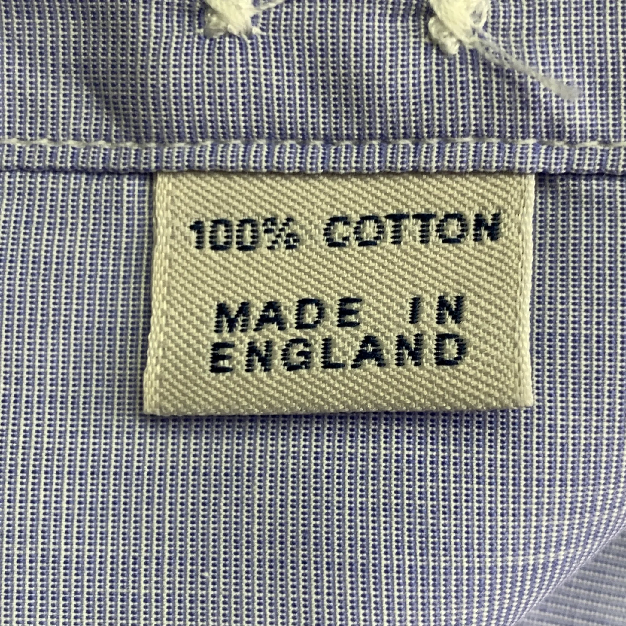 DRAKES LONDON Size M Blue Cotton Cutaway One Pocket Long Sleeve Shirt - Image 5