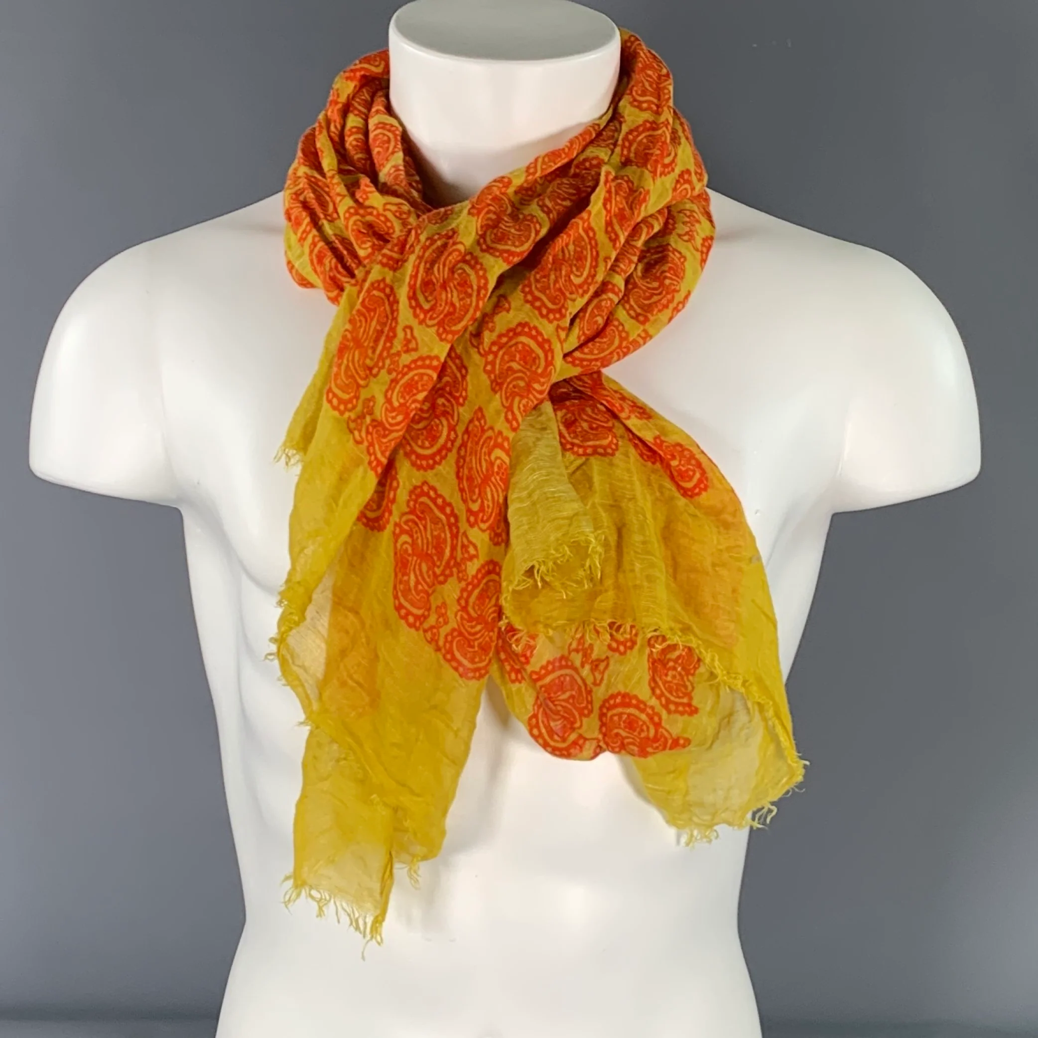 DRAKES LONDON Size One Size Yellow Orange Scarves