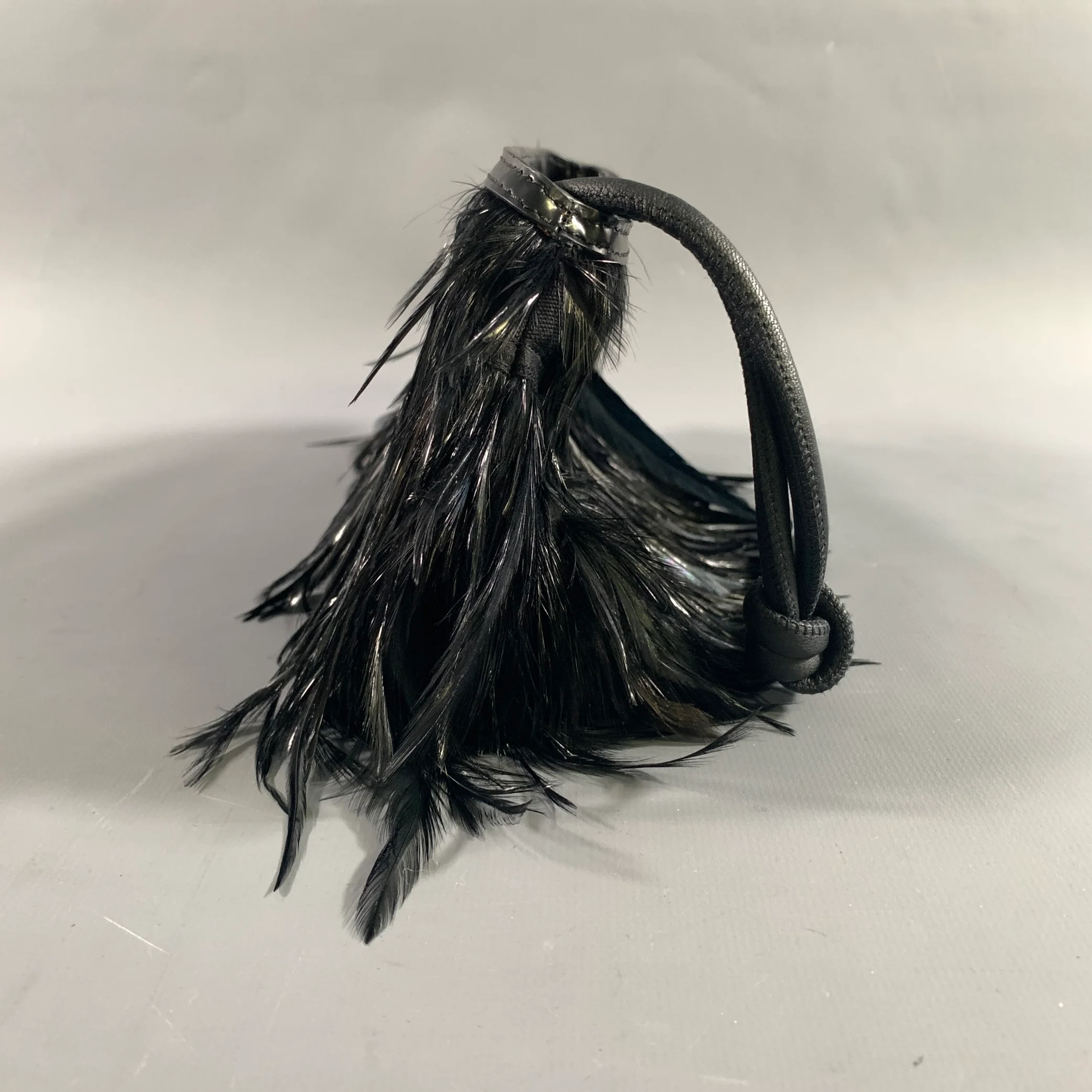 DRIES VAN NOTEN Black Feather Clutch Handbag - Image 2