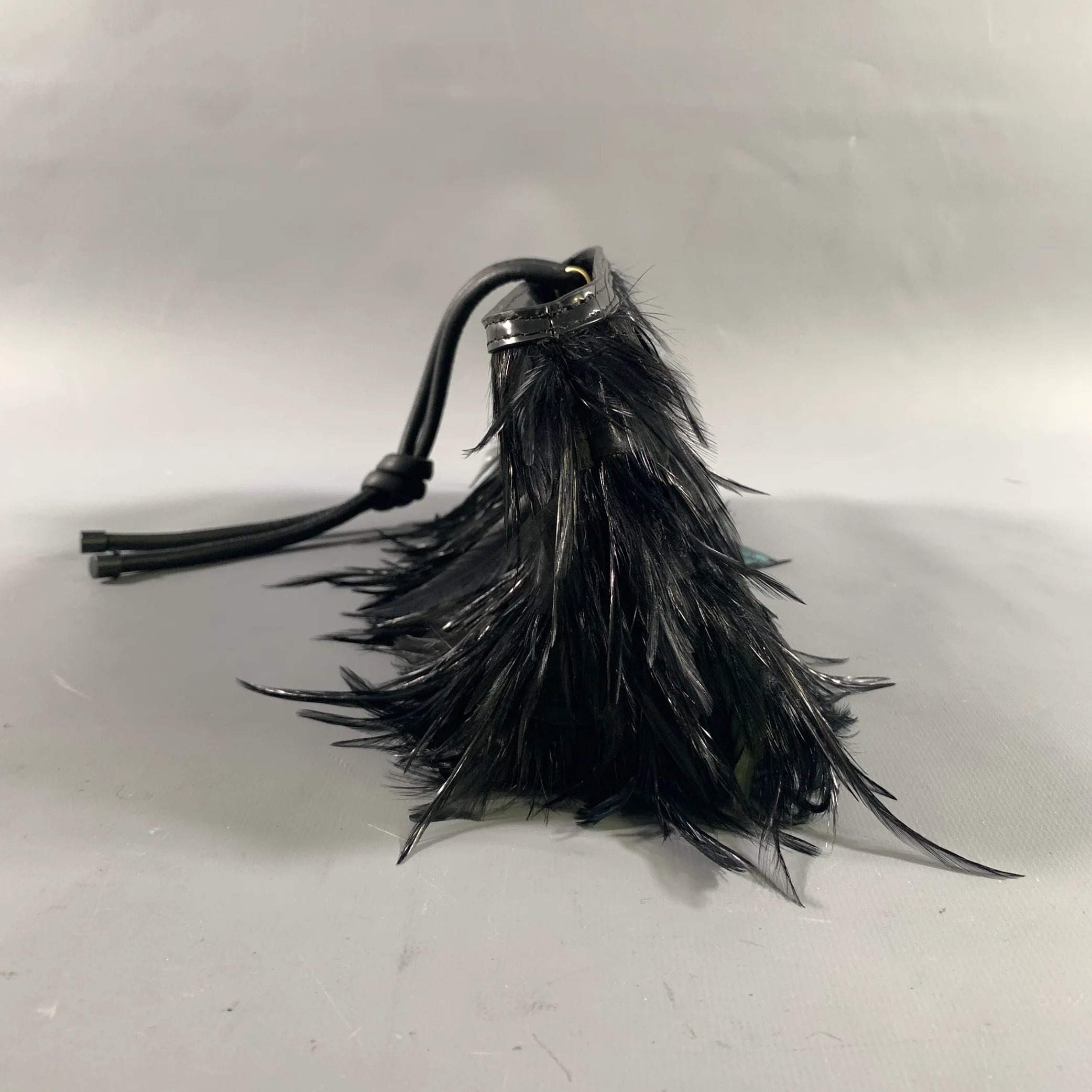 DRIES VAN NOTEN Black Feather Clutch Handbag - Image 4