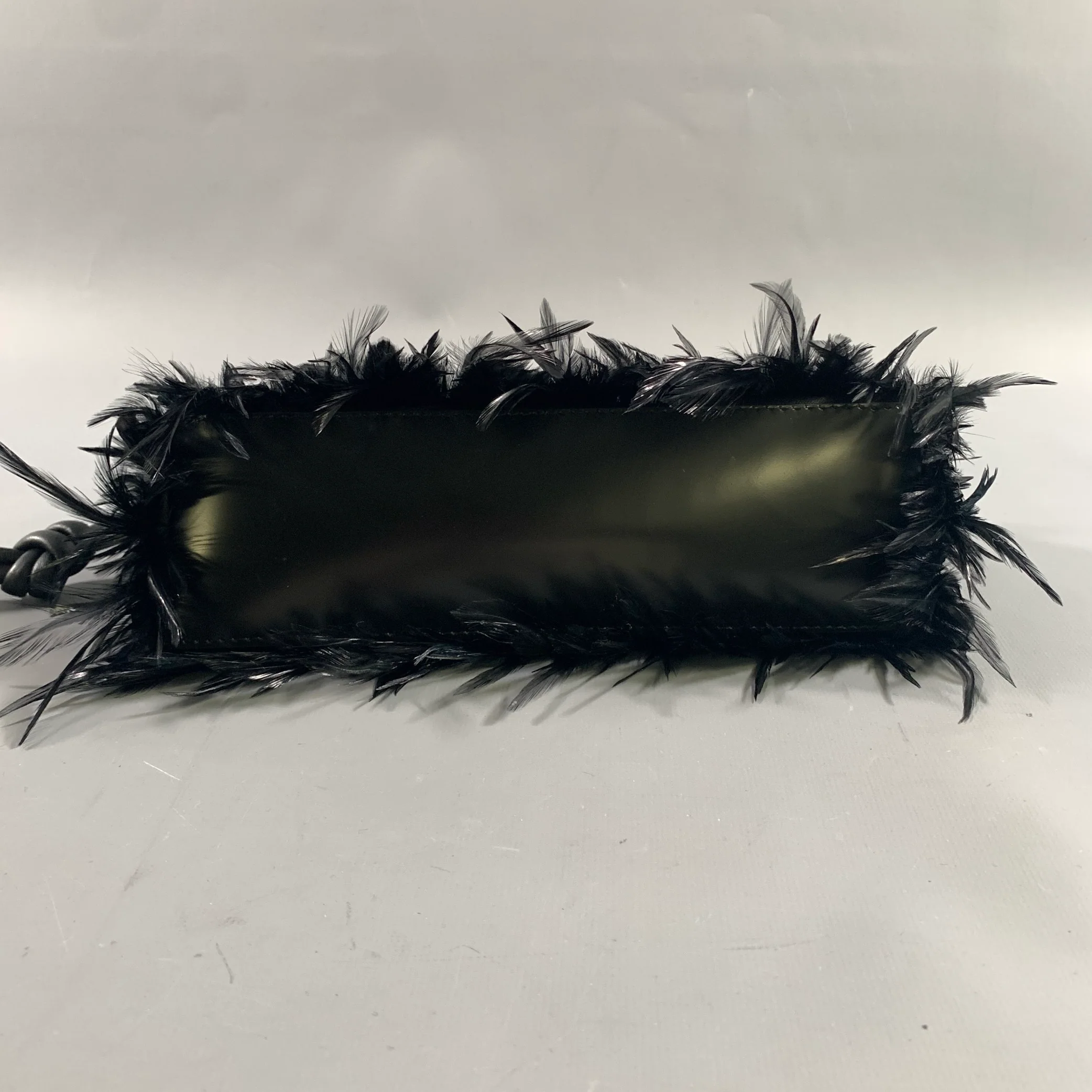 DRIES VAN NOTEN Black Feather Clutch Handbag - Image 5