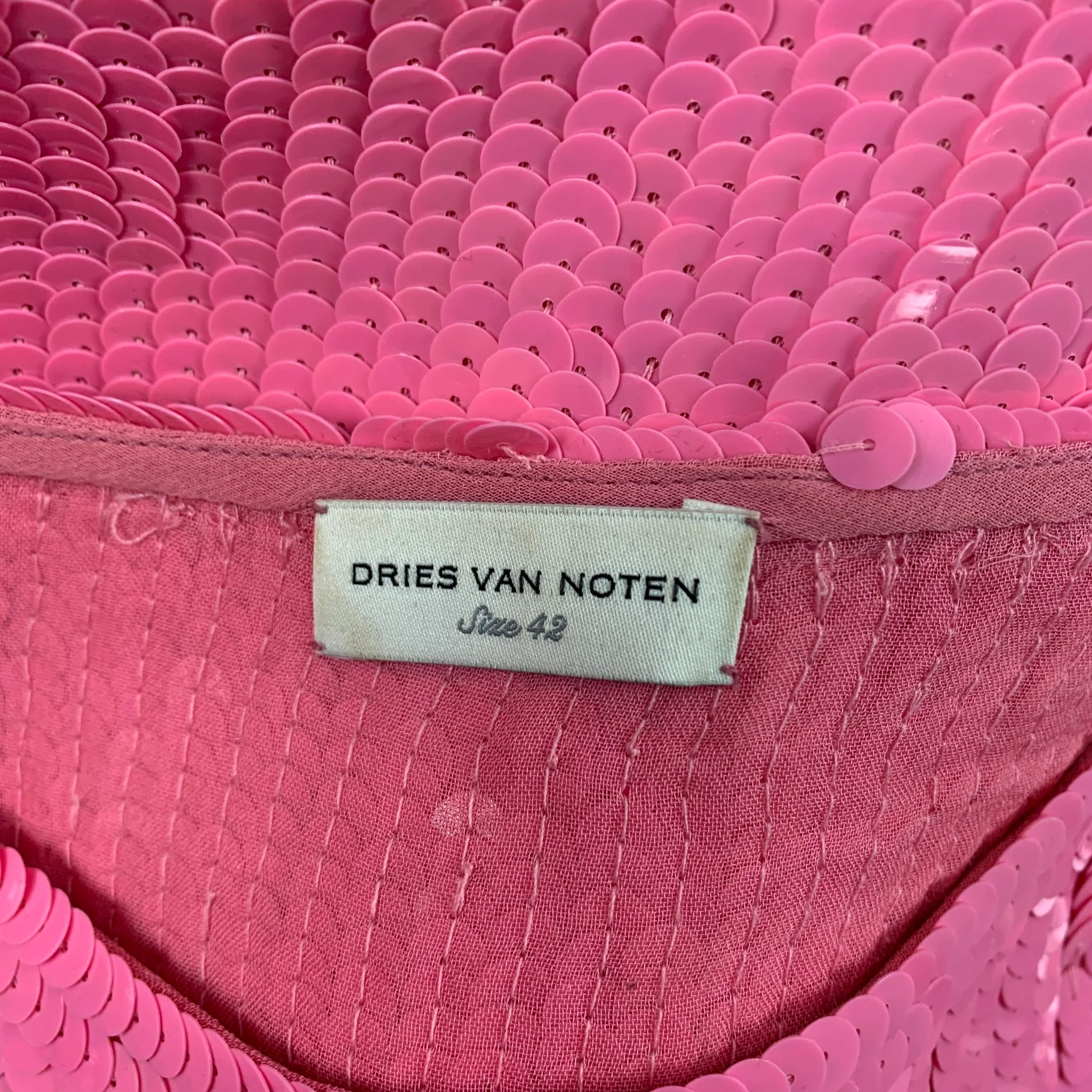 DRIES VAN NOTEN FW 21 Size 10 Pink Viscose Sequined Sleeveless Dress Top - Image 5