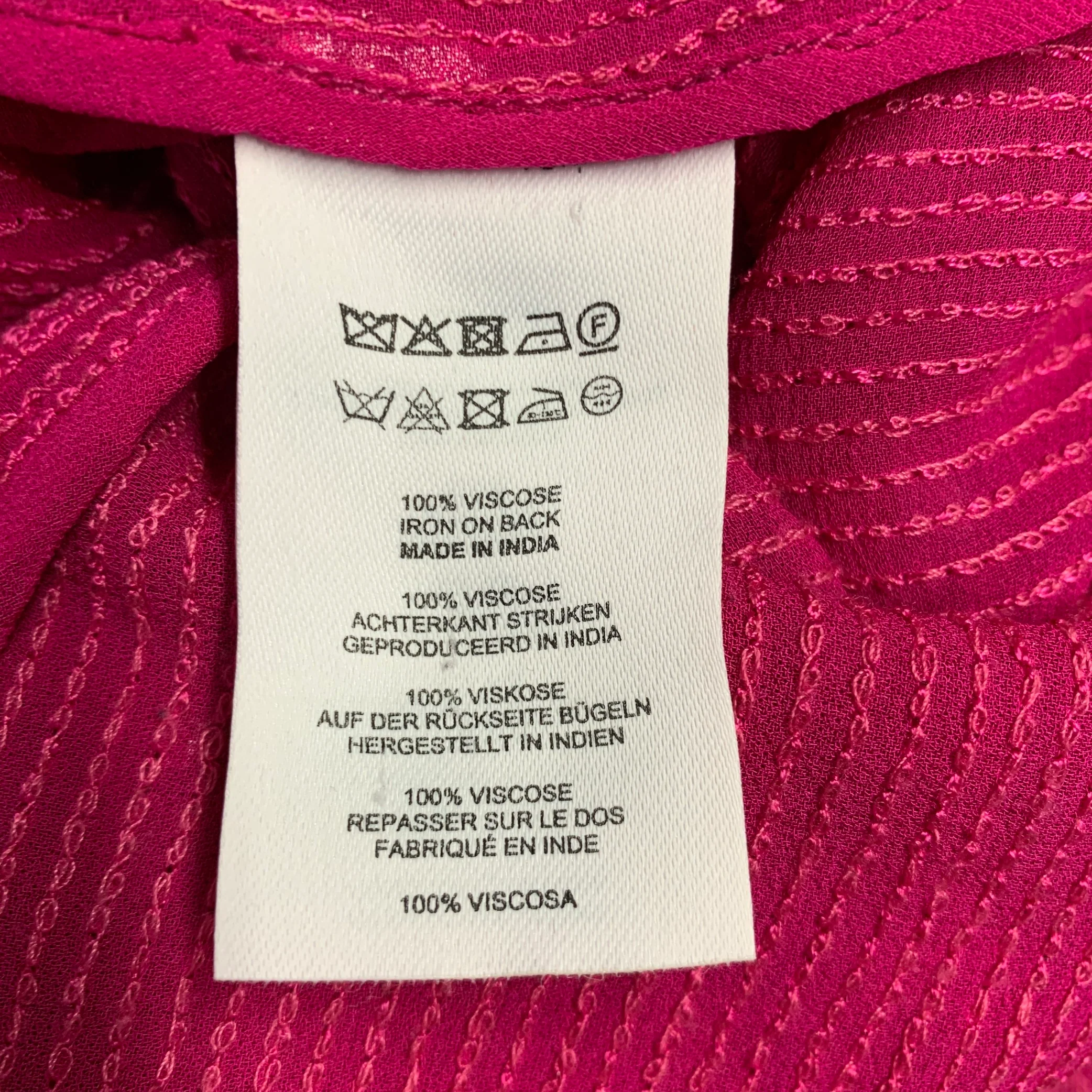 DRIES VAN NOTEN FW22 Size S Red Sequined Viscose Hidden Placket Long Sleeve Shirt - Image 6