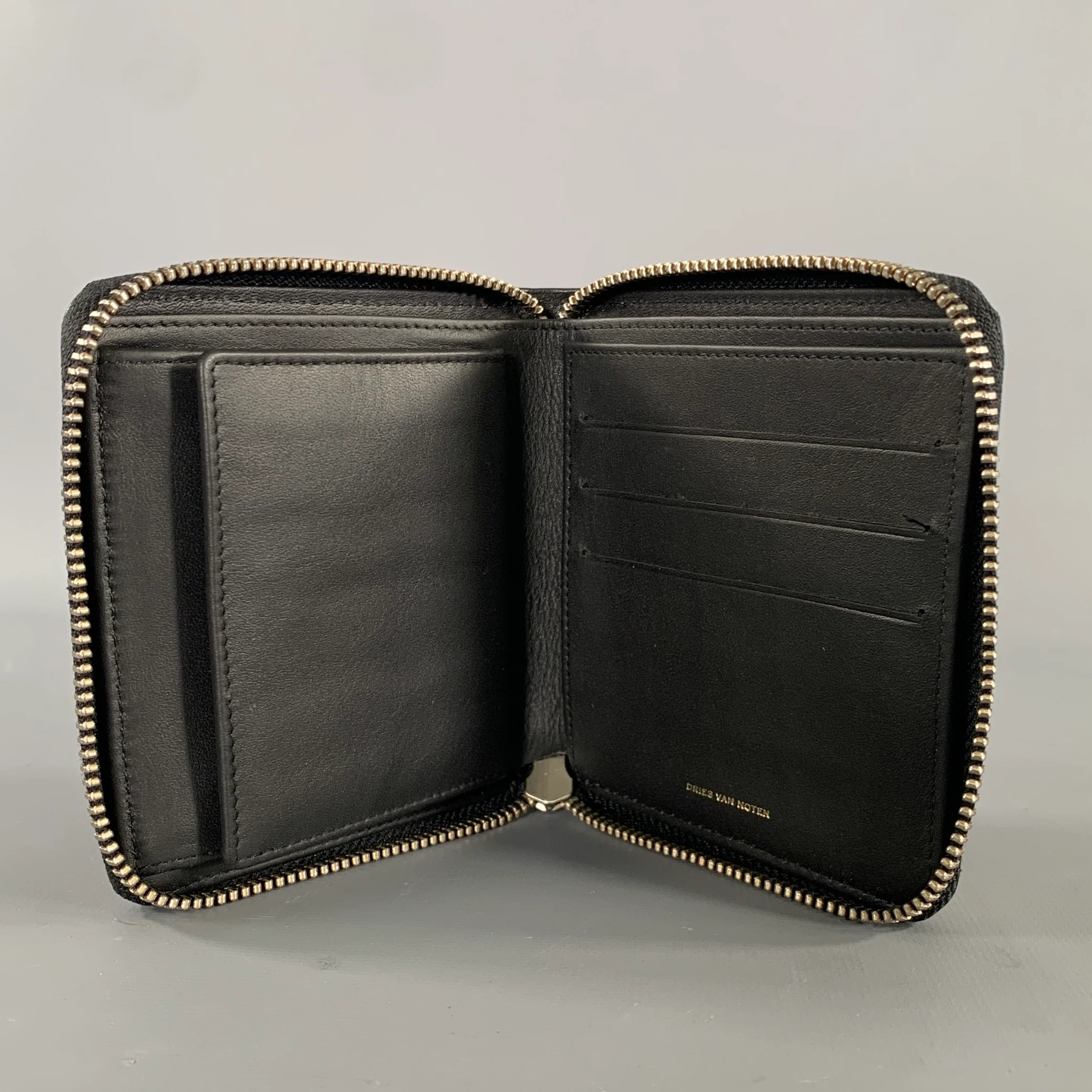 DRIES VAN NOTEN Olive Black Textured Pony Hair Leather Wallet - Image 2