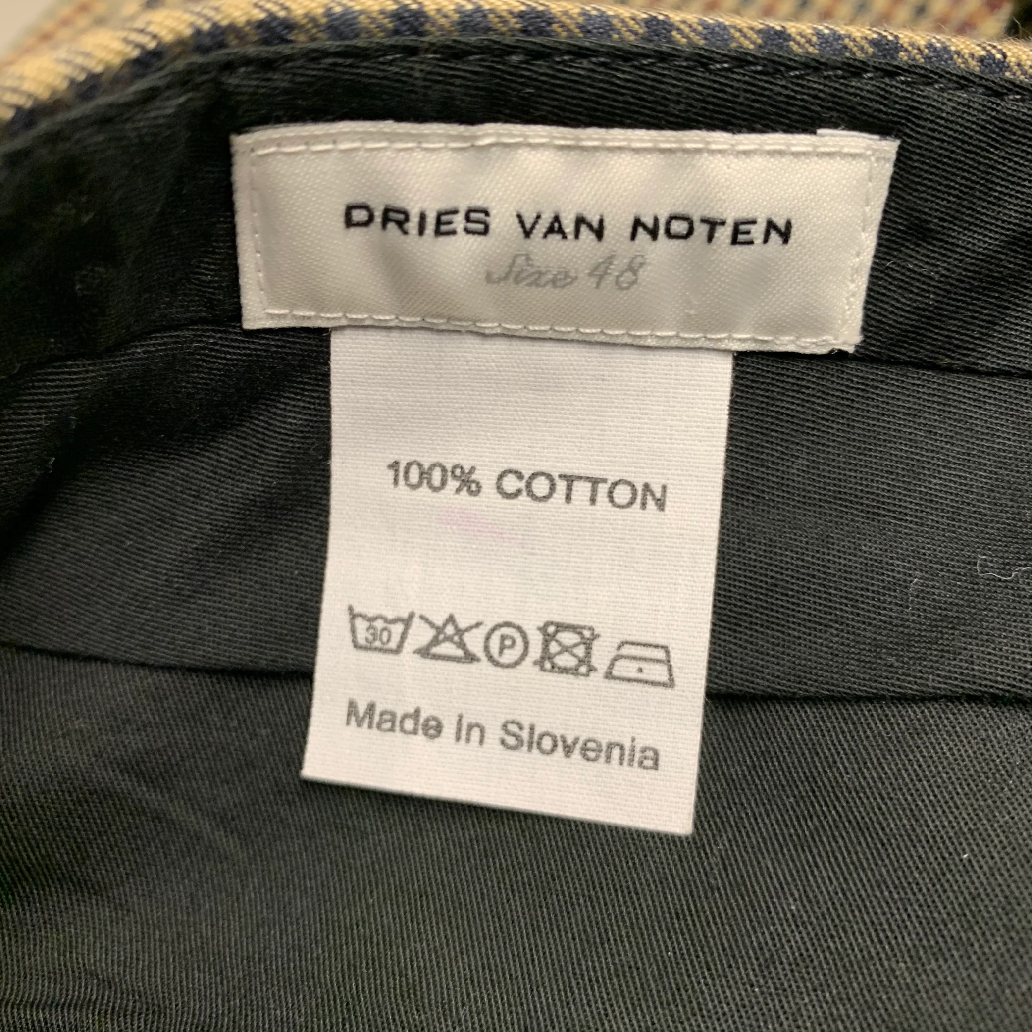 DRIES VAN NOTEN Size 30 Tan Black Brown Plaid Cotton Zip Fly Dress Pants - Image 4