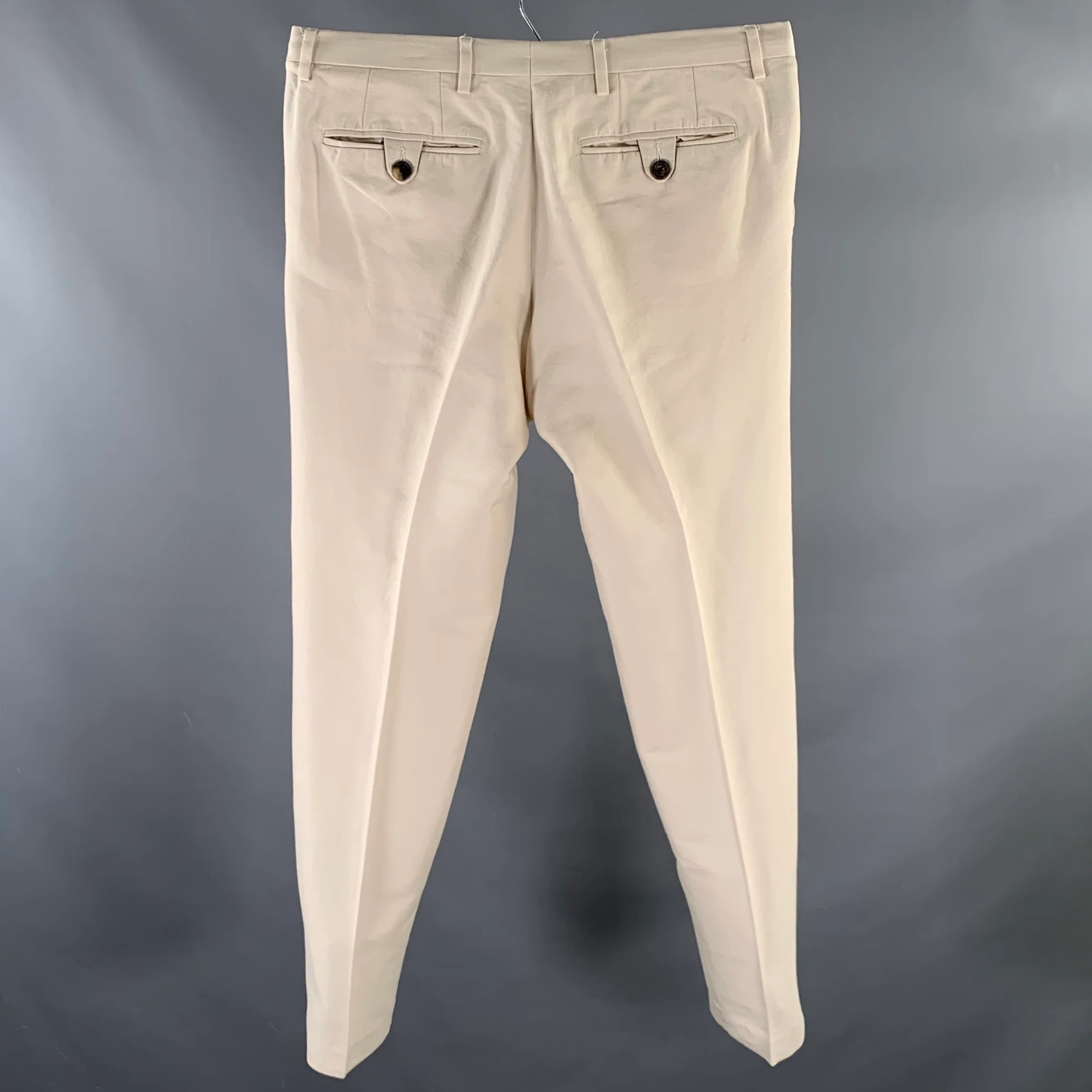 DRIES VAN NOTEN Size 31 Cream Cotton Flat Front Dress Pants - Image 2