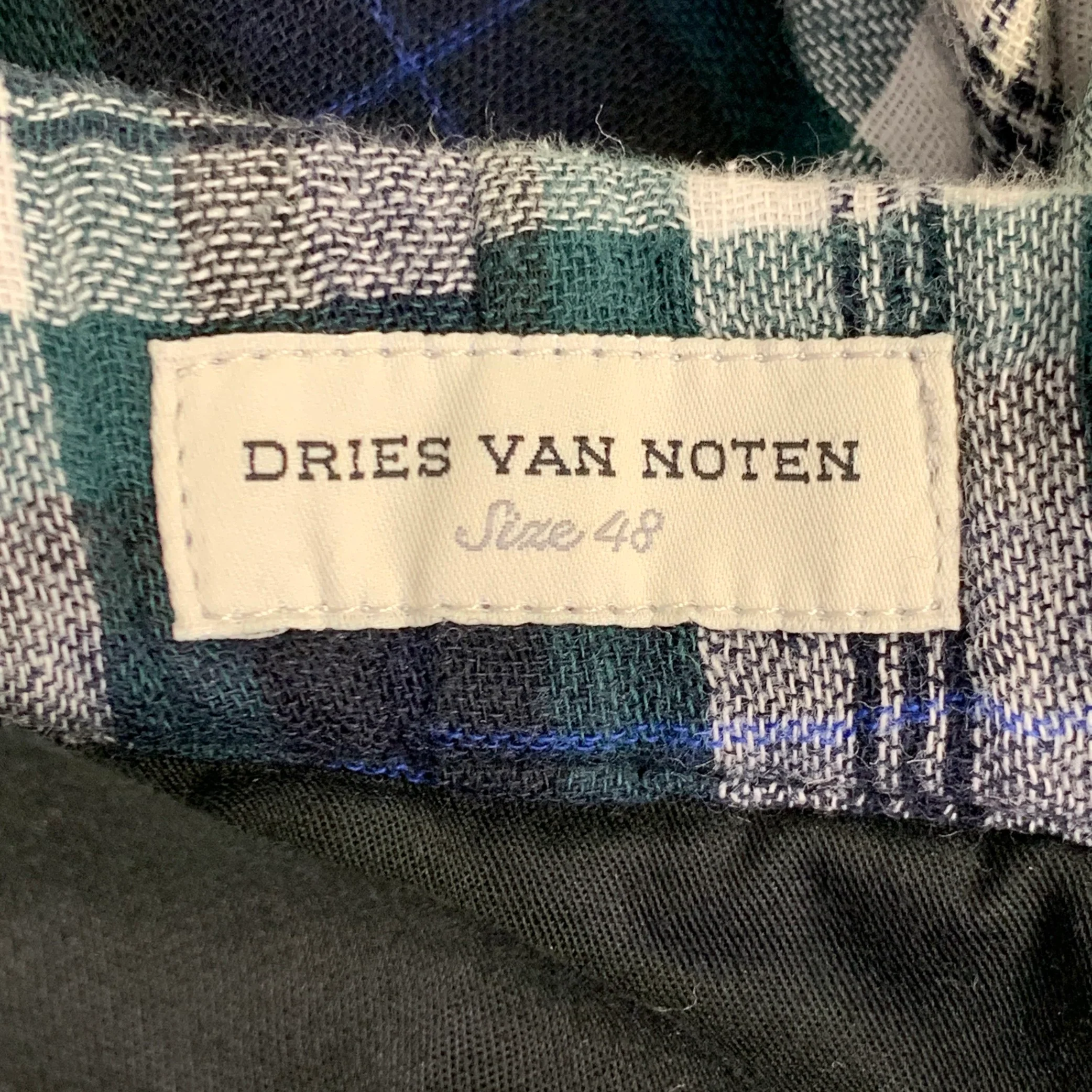 DRIES VAN NOTEN Size 32 Green Black White Plaid Cotton Drawstring Casual Pants - Image 4
