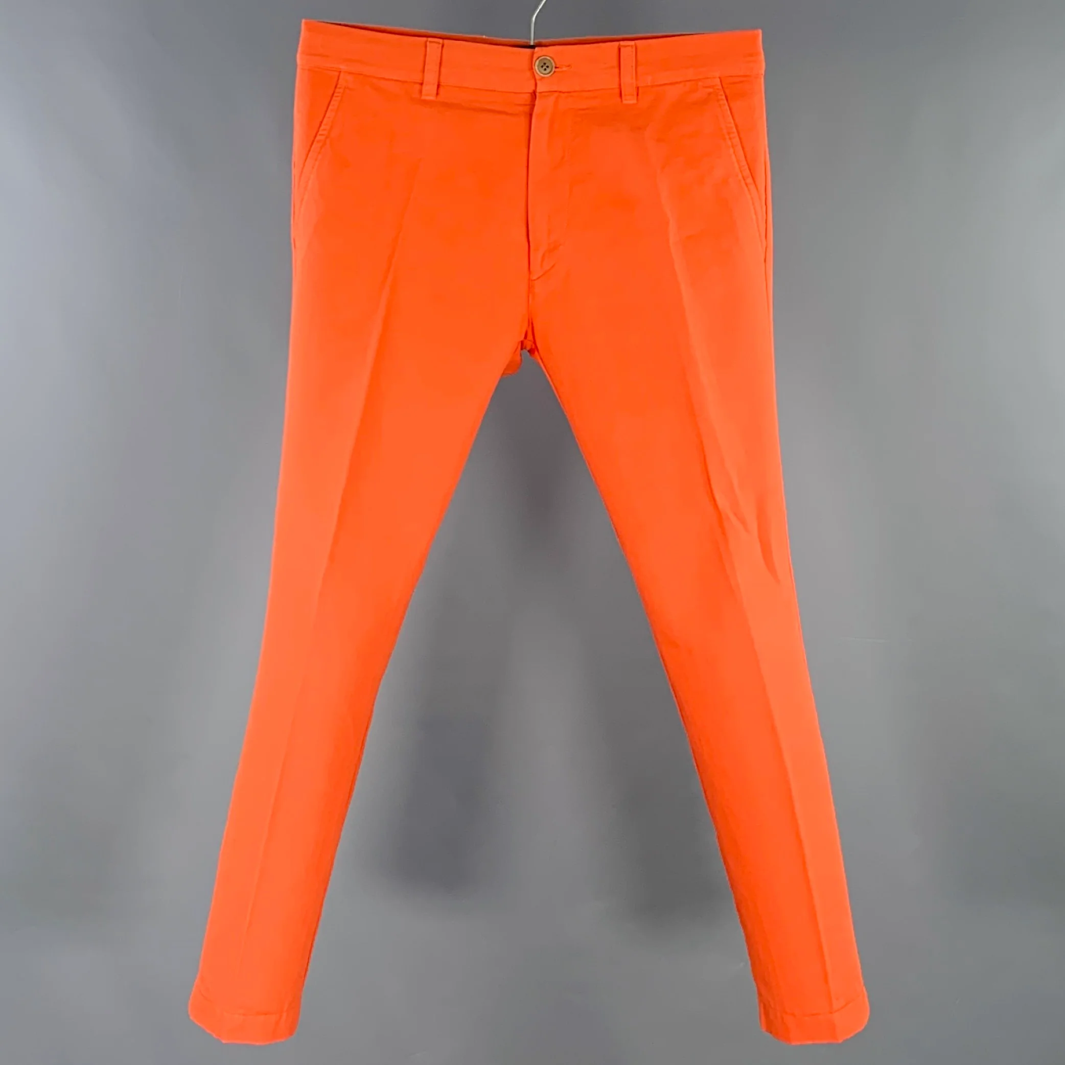 DRIES VAN NOTEN Size 32 Orange Cotton Casual Pants