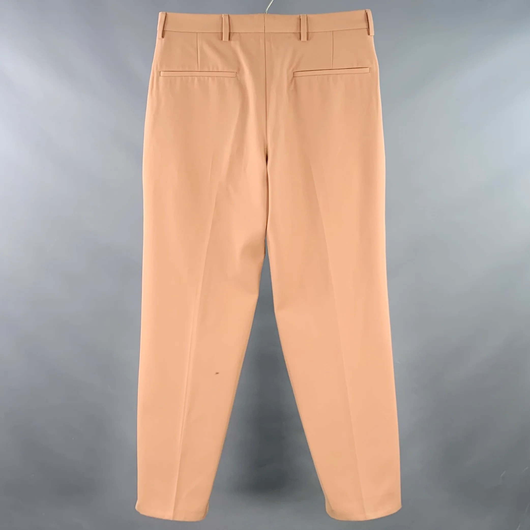 DRIES VAN NOTEN Size 32 Tan Twill Polyester Wool Pleated Dress Pants - Image 2