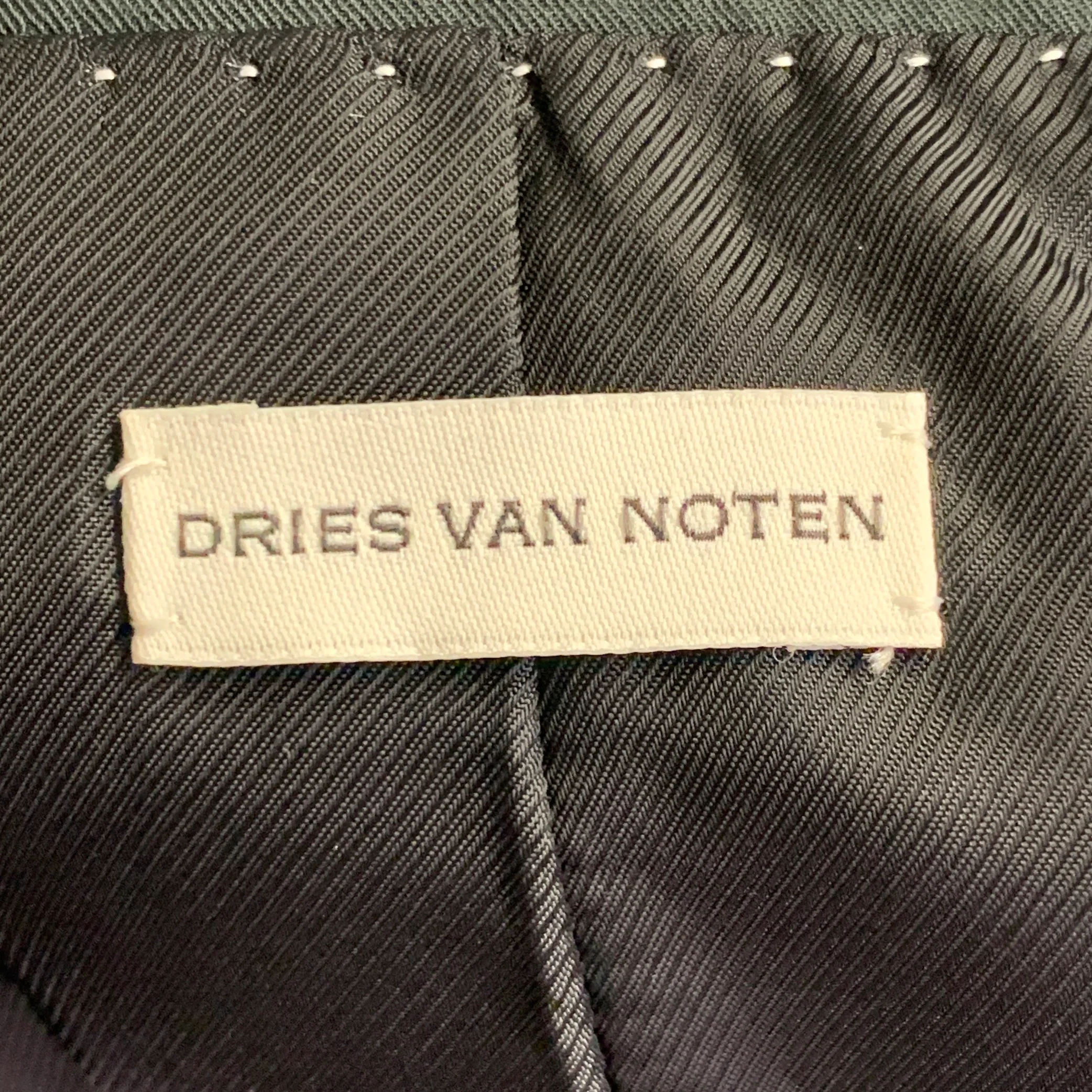 DRIES VAN NOTEN Size 34 Dark Green Cotton Twill Notch Lapel Suit - Image 12