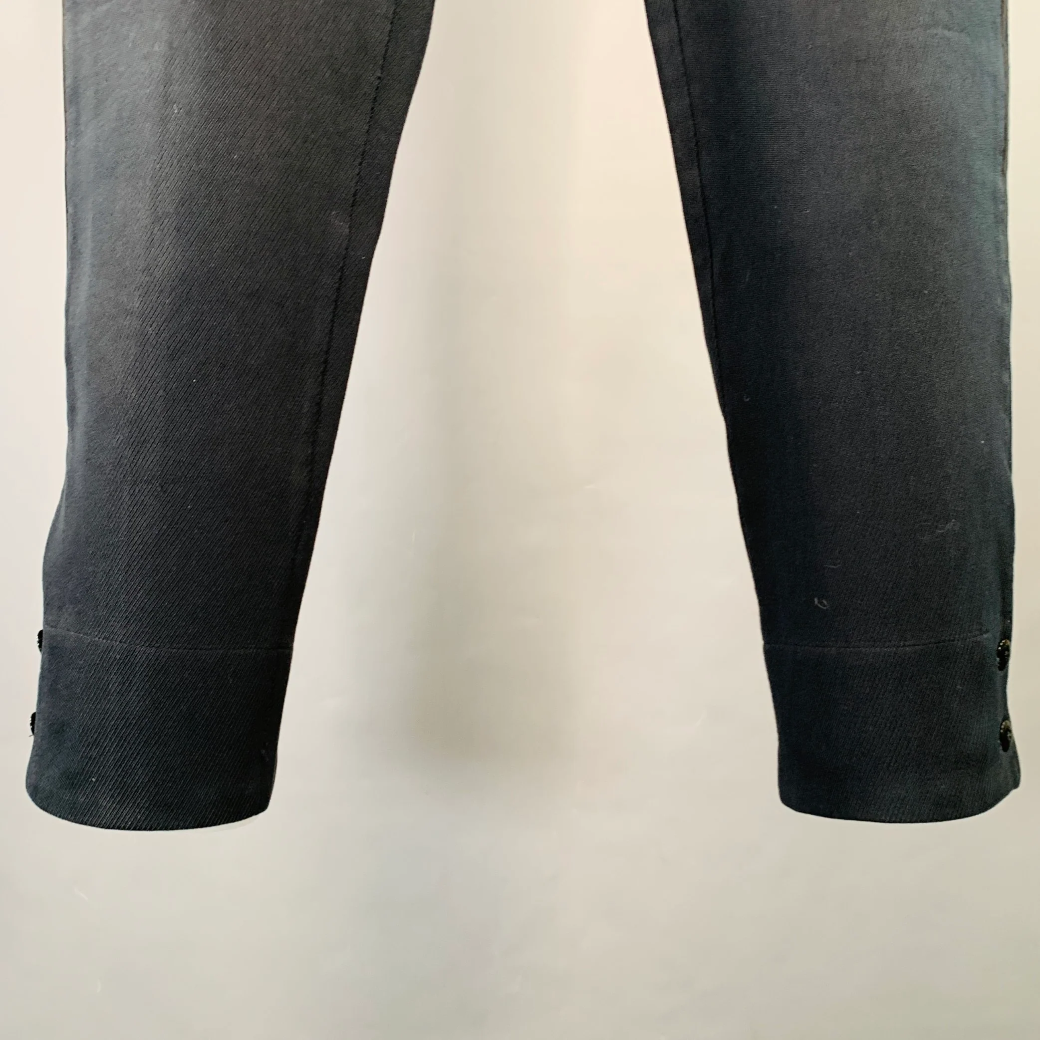 DRIES VAN NOTEN Size 34 Navy Twill Cotton Tapered Dress Pants - Image 3