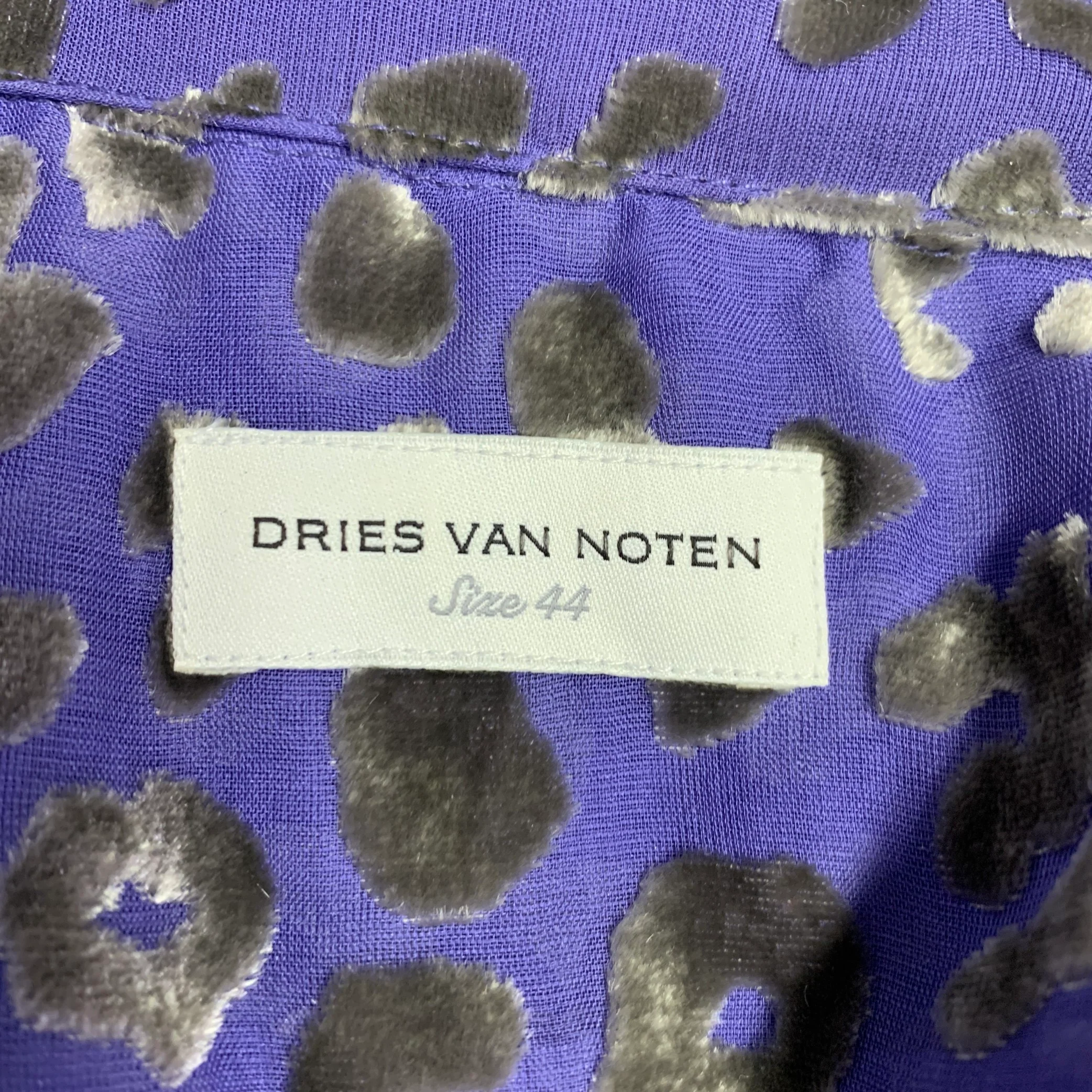 DRIES VAN NOTEN Size 34 Purple Grey Animal Print Button Up Tank Top - Image 4
