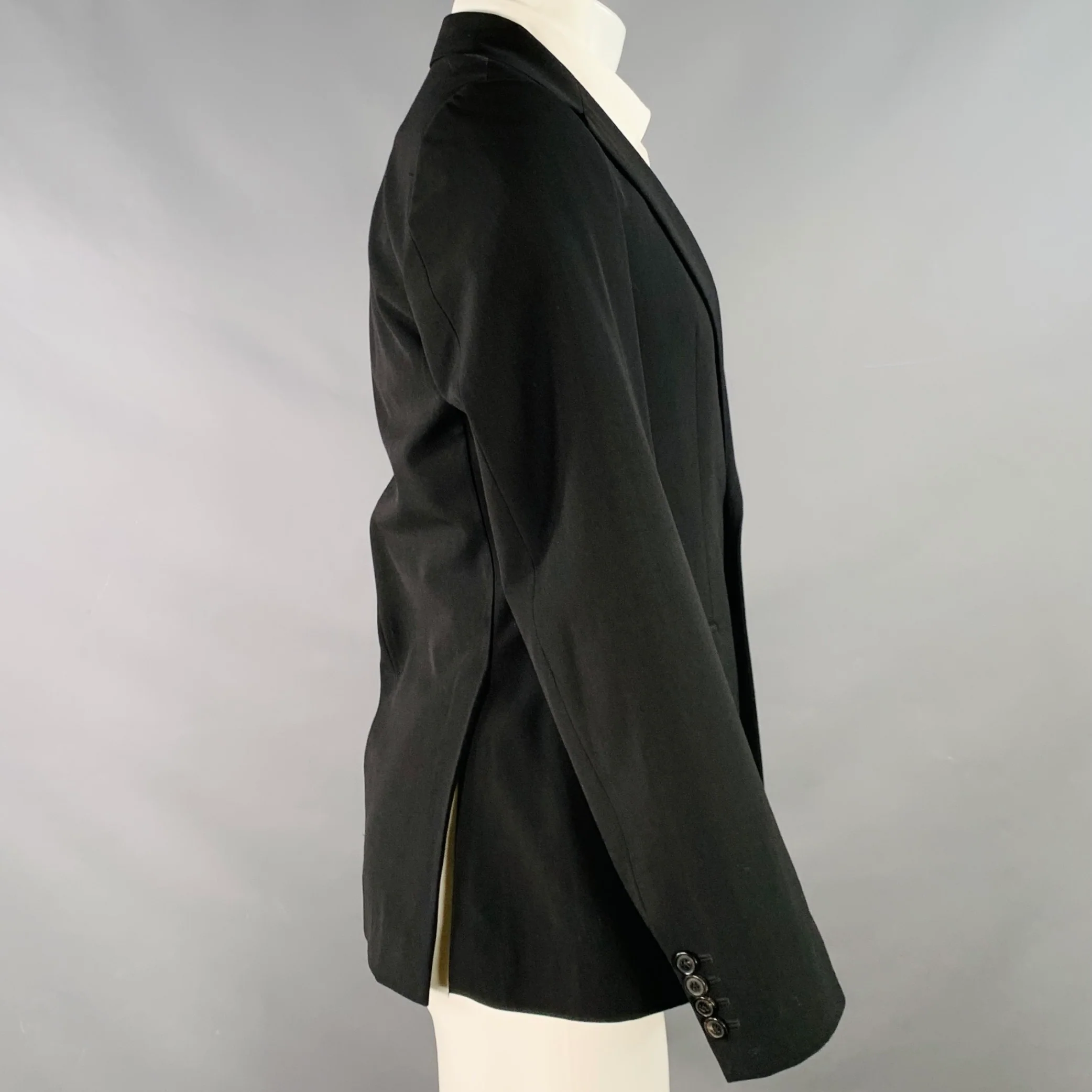DRIES VAN NOTEN Size 36 Black Polyester Wool Single Breasted Notch Lapel Sport Coat - Image 2